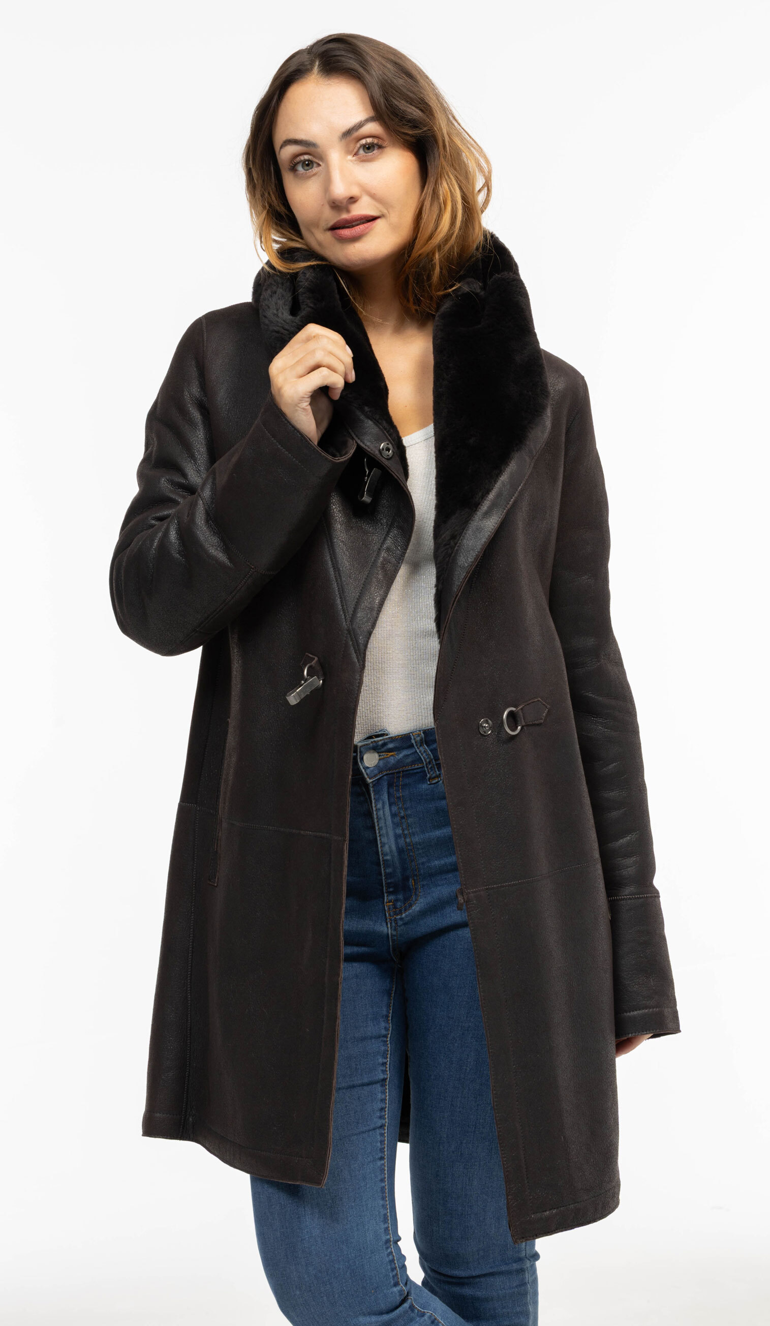 Vêtement en cuir Manteaux cuir marron