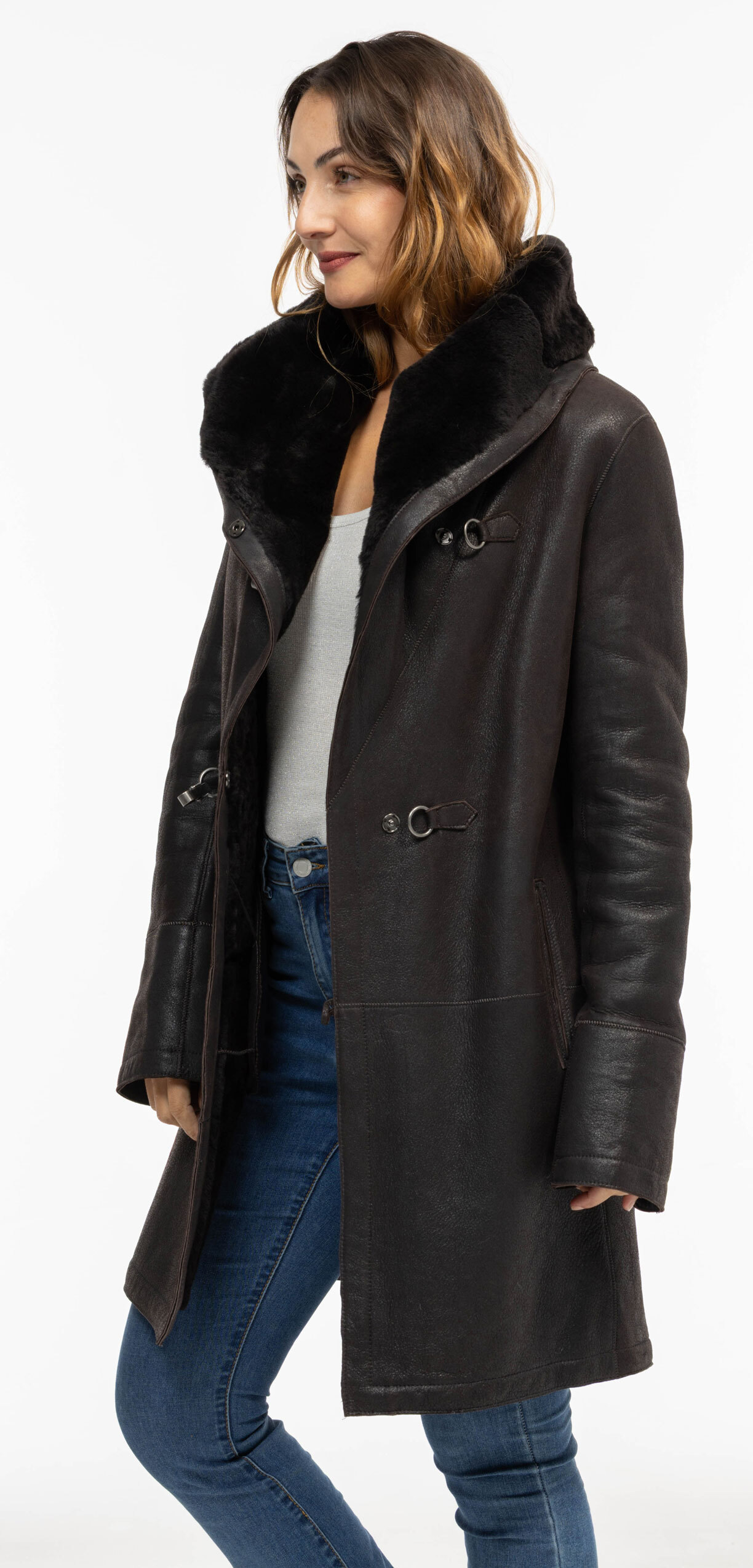 Vêtement en cuir Manteaux cuir marron