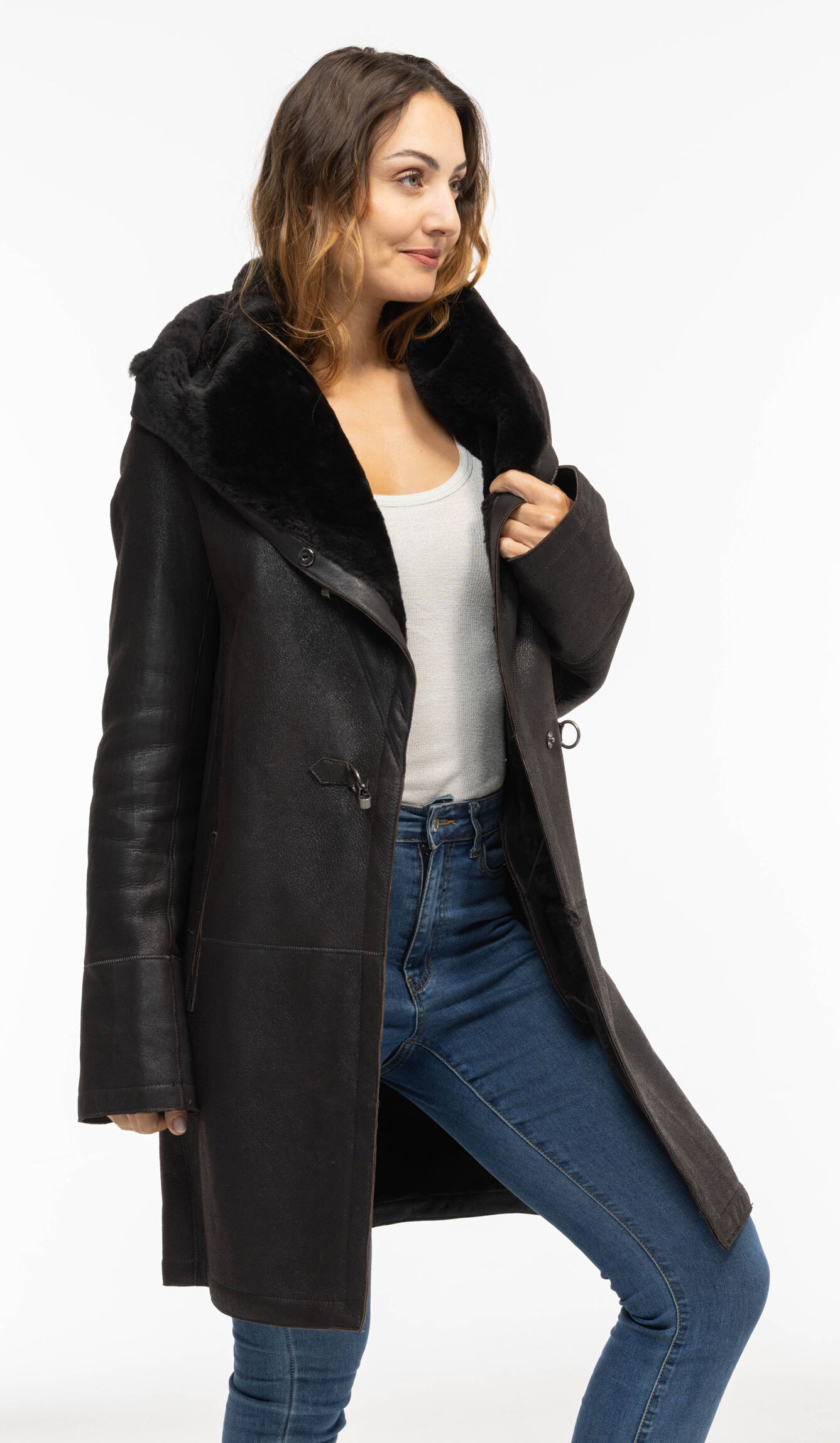 Vêtement en cuir Manteaux cuir marron