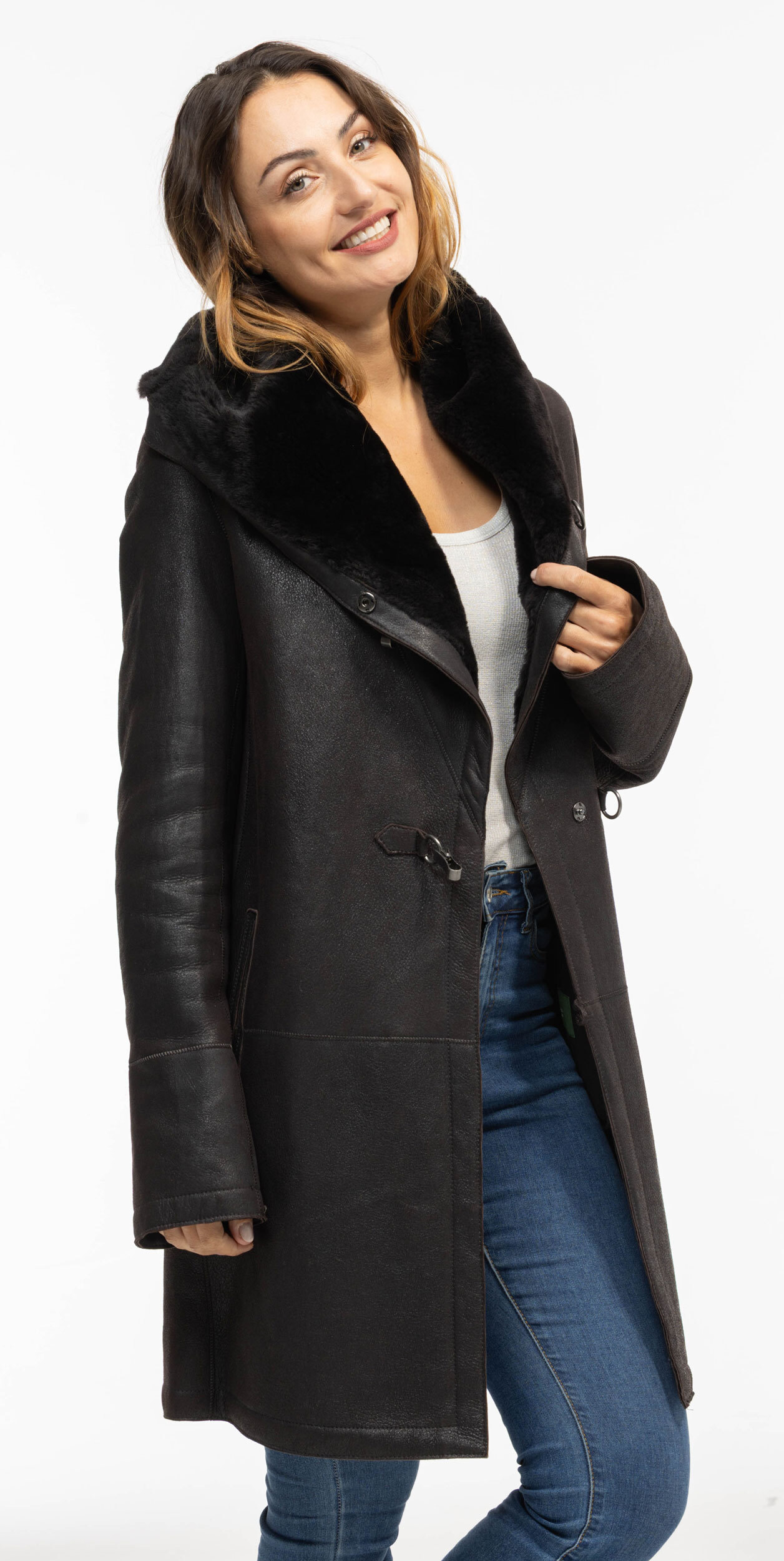 Vêtement en cuir Manteaux cuir marron