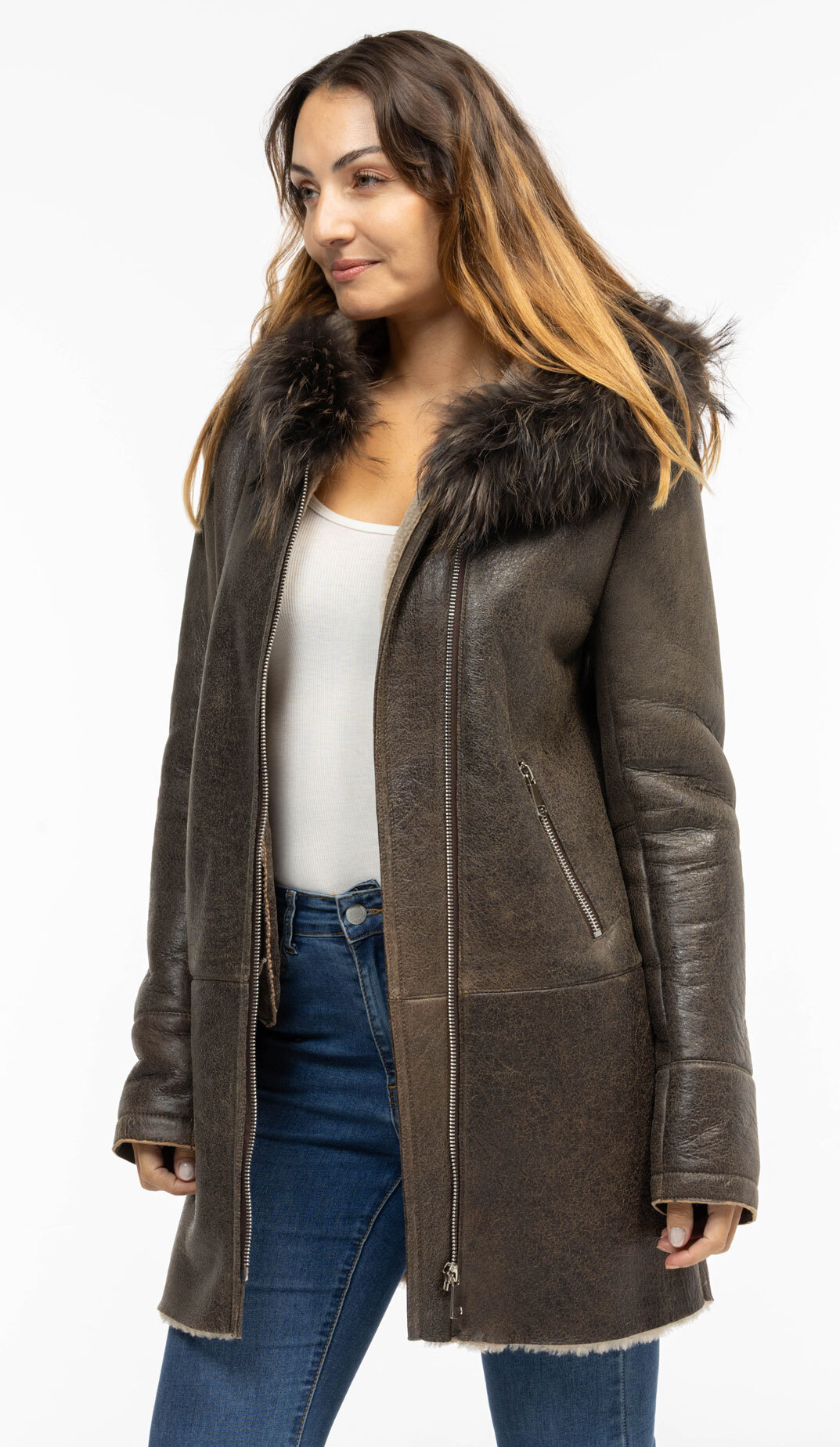 Vêtement en cuir Manteaux cuir marron