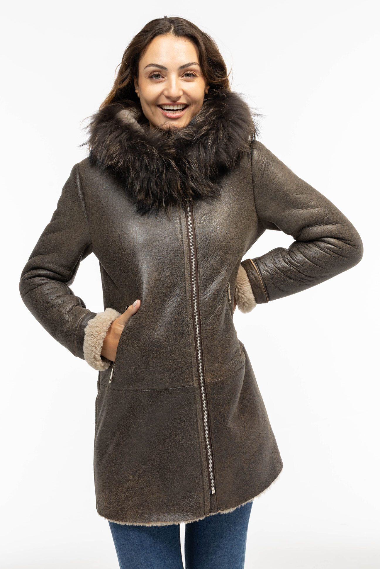 Vêtement en cuir Manteaux cuir marron