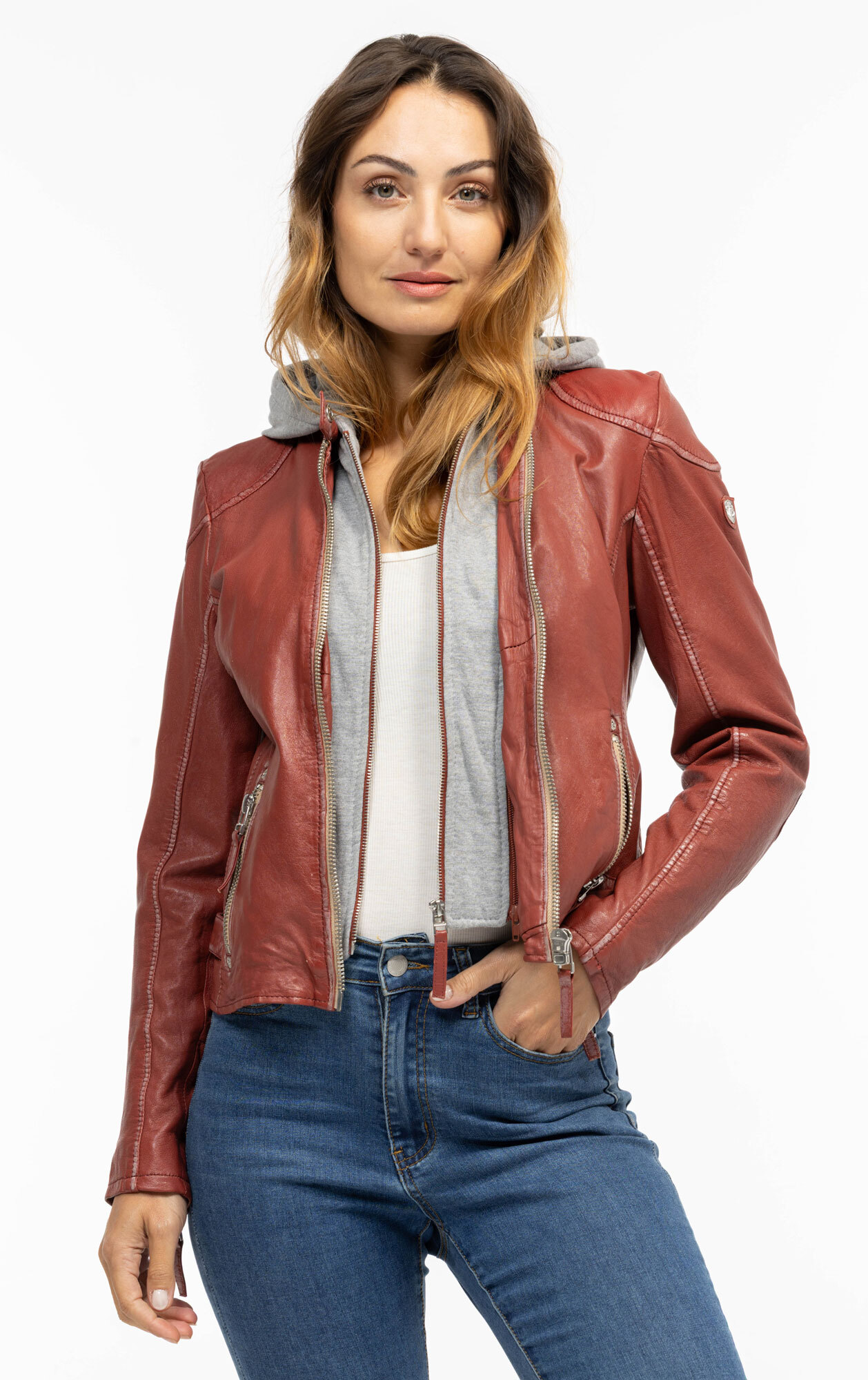 Vêtement en cuir Blousons cuir rouge