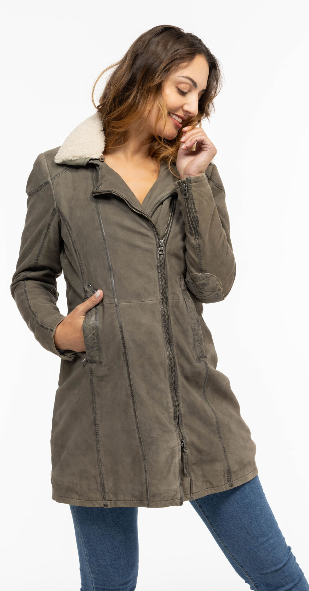 Vêtement en cuir Les bonnes affaires Femme vert