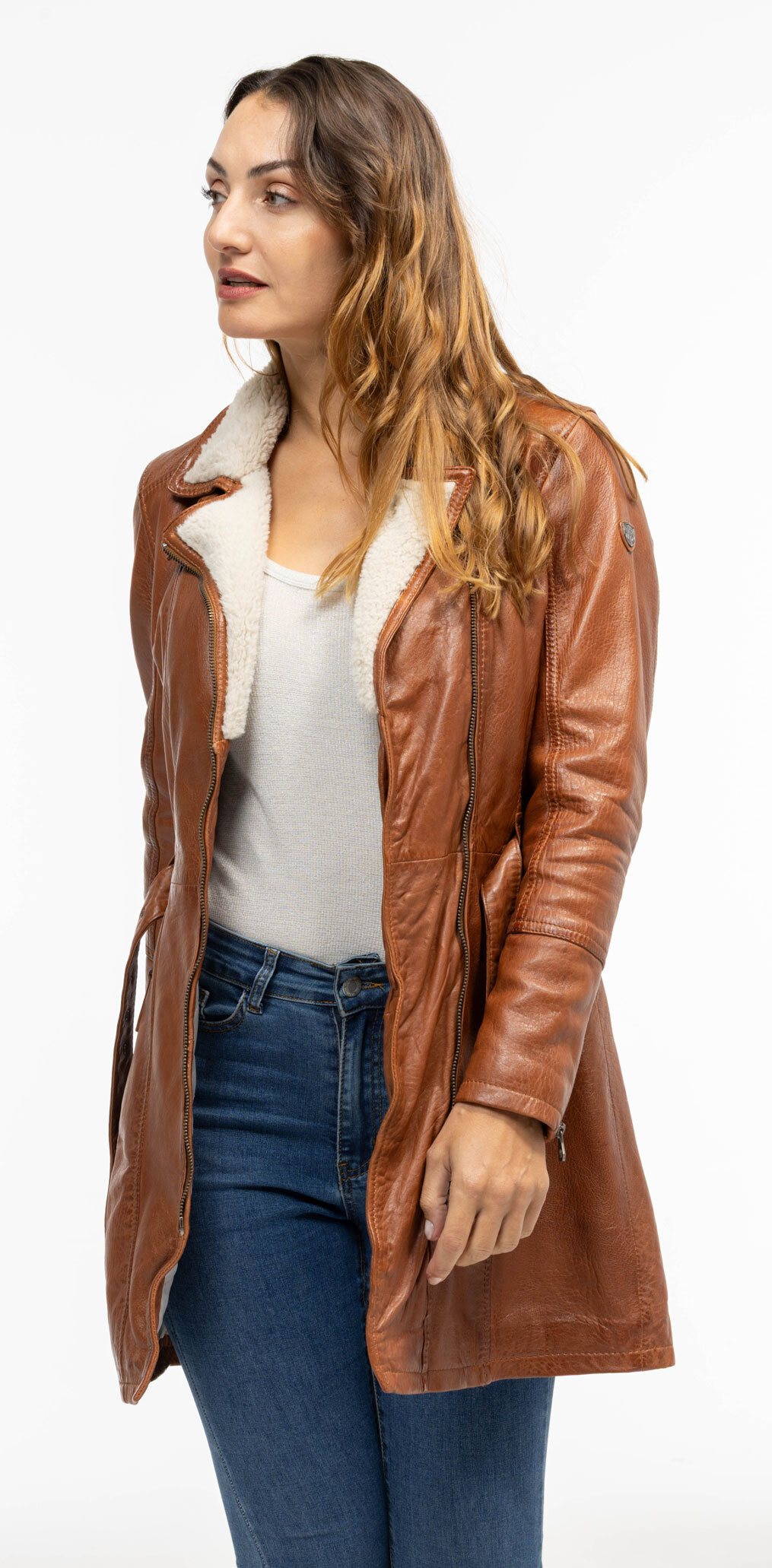 Vêtement en cuir Les bonnes affaires Femme cognac