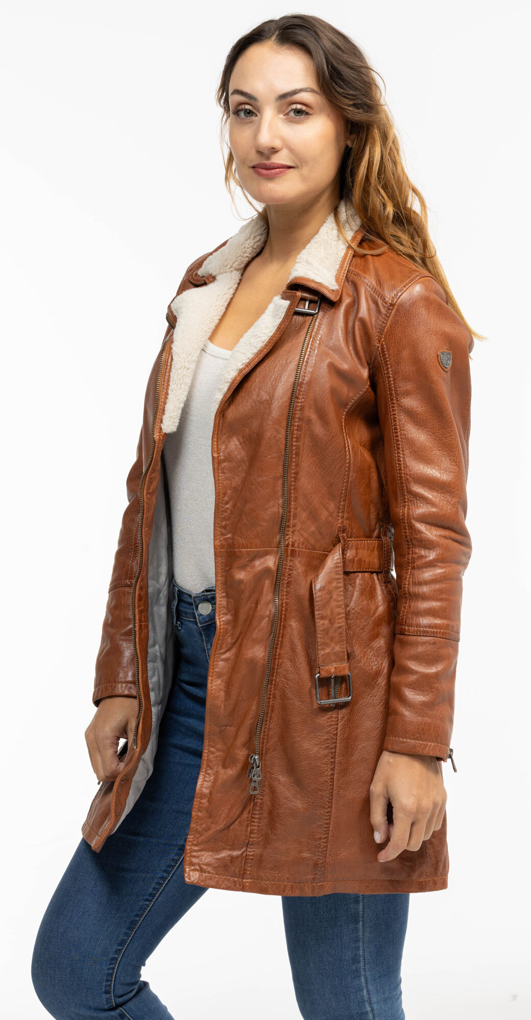 Vêtement en cuir Les bonnes affaires Femme cognac