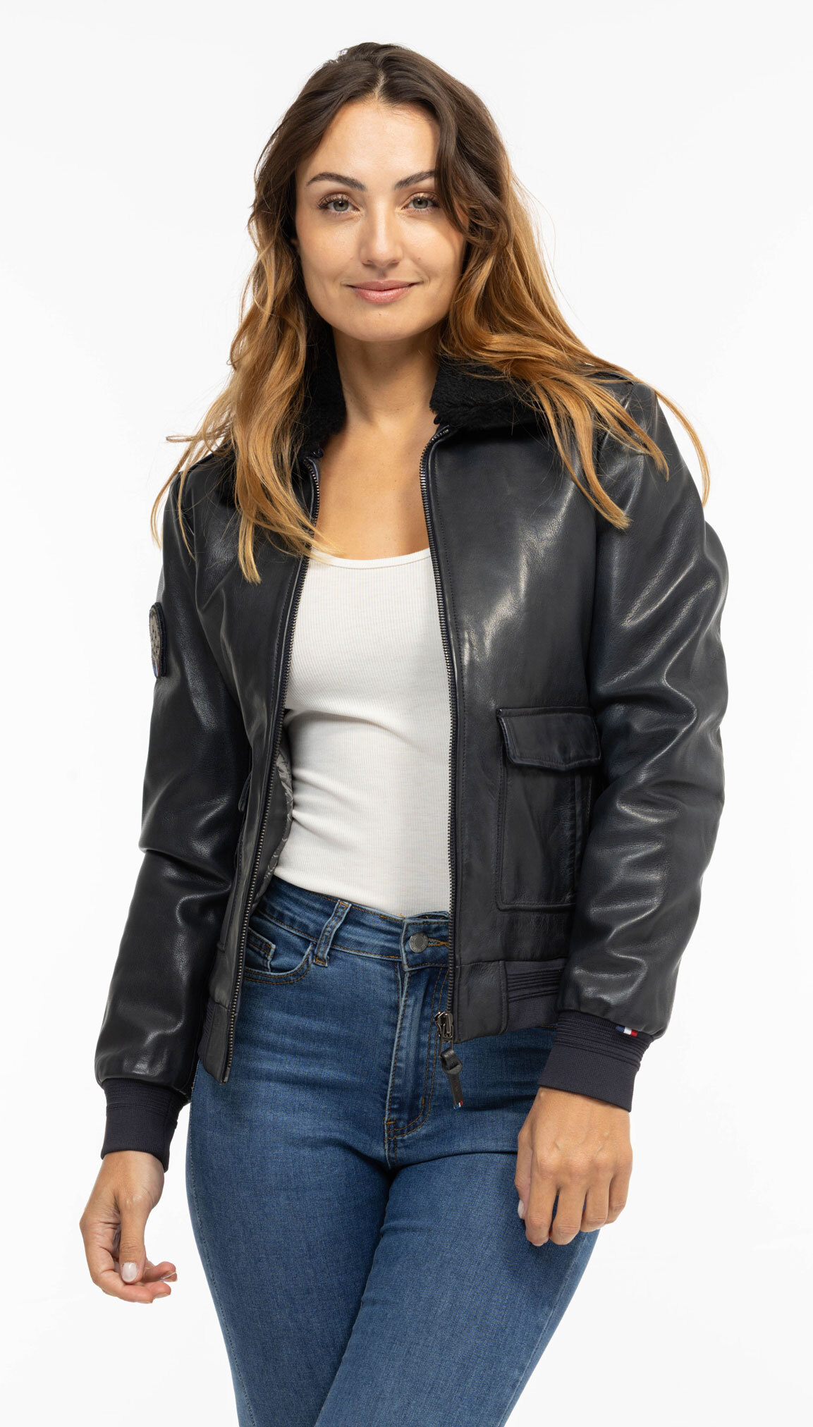 Vêtement en cuir Blousons cuir bleu