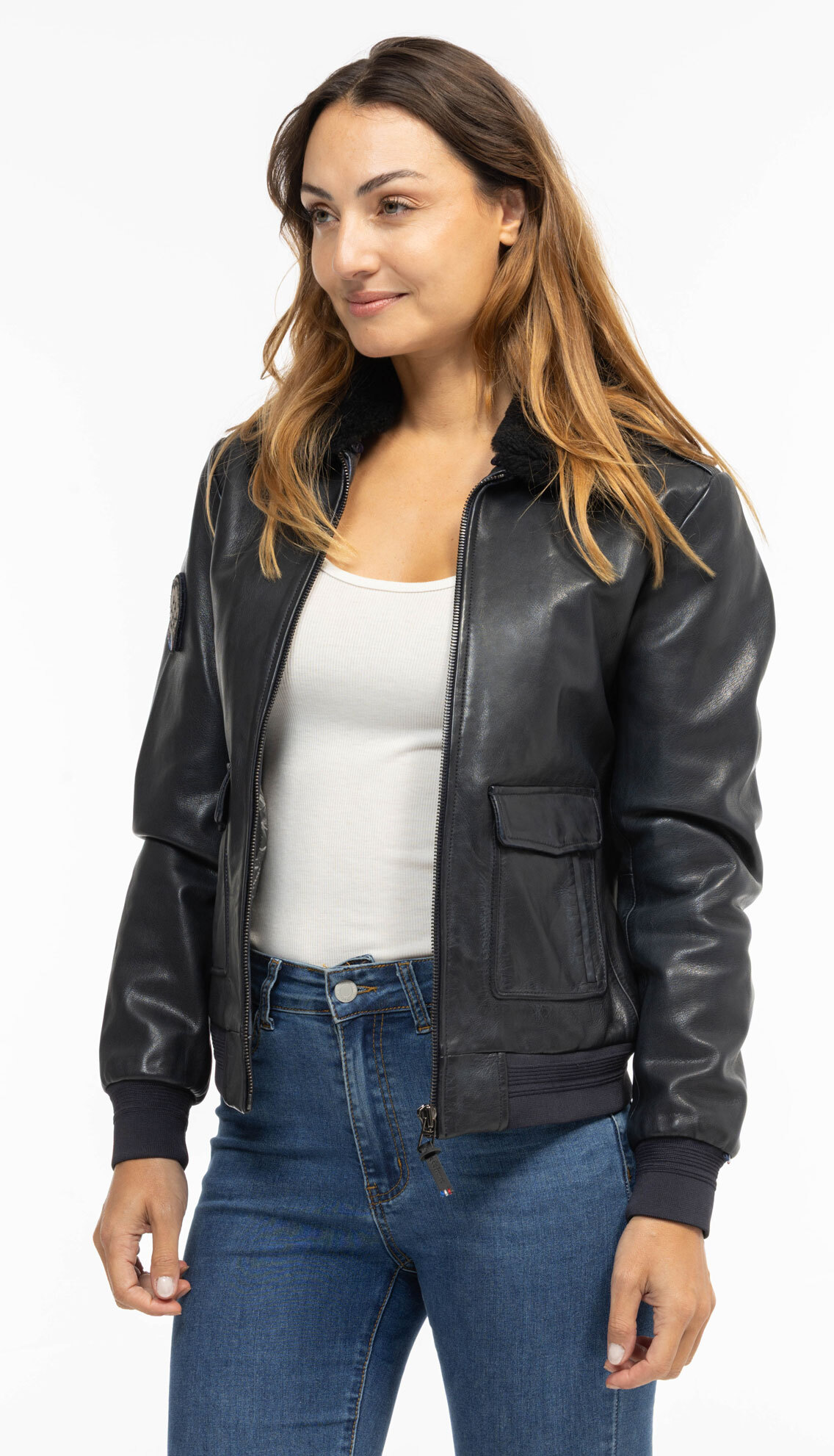 Vêtement en cuir Blousons cuir bleu