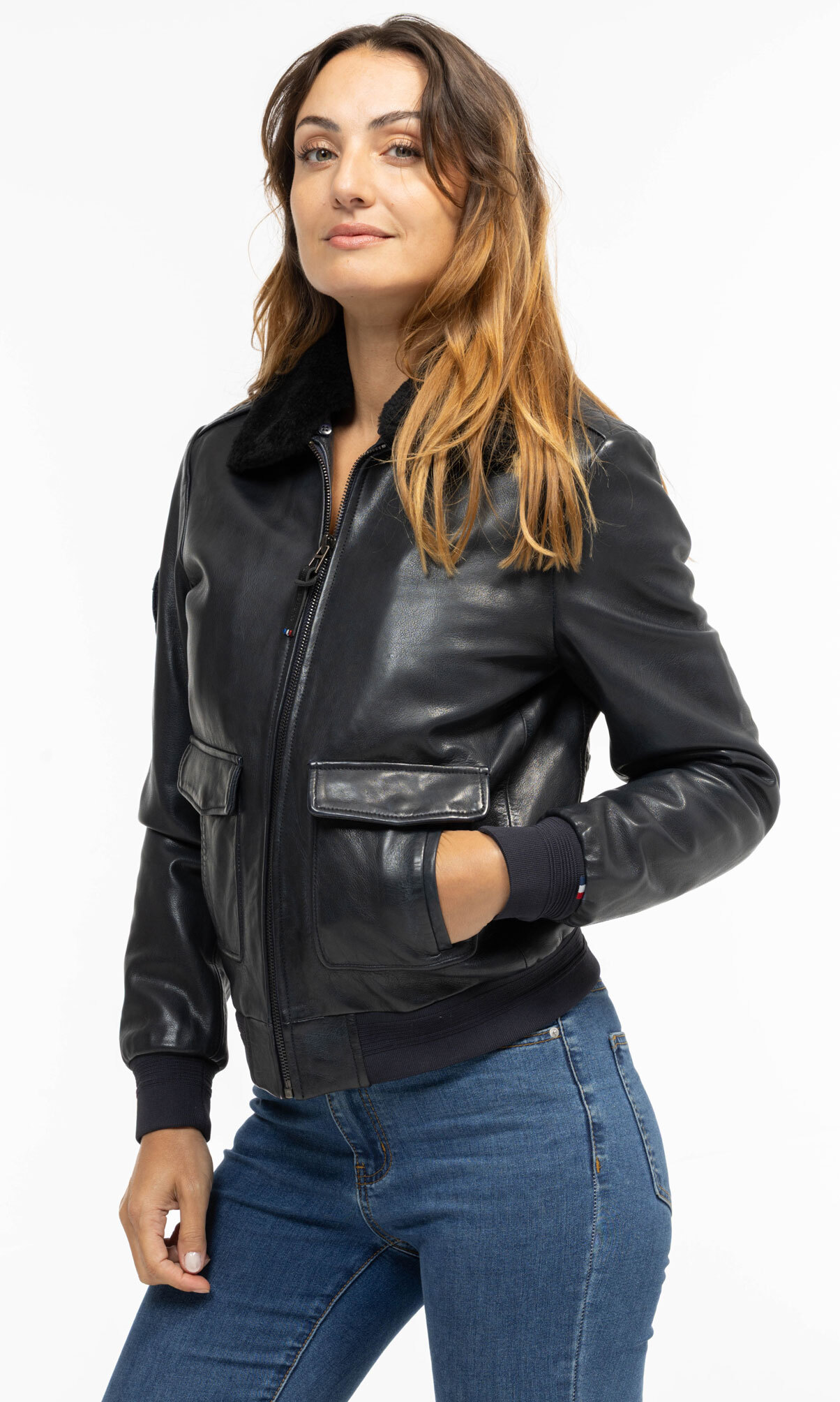 Vêtement en cuir Blousons cuir bleu