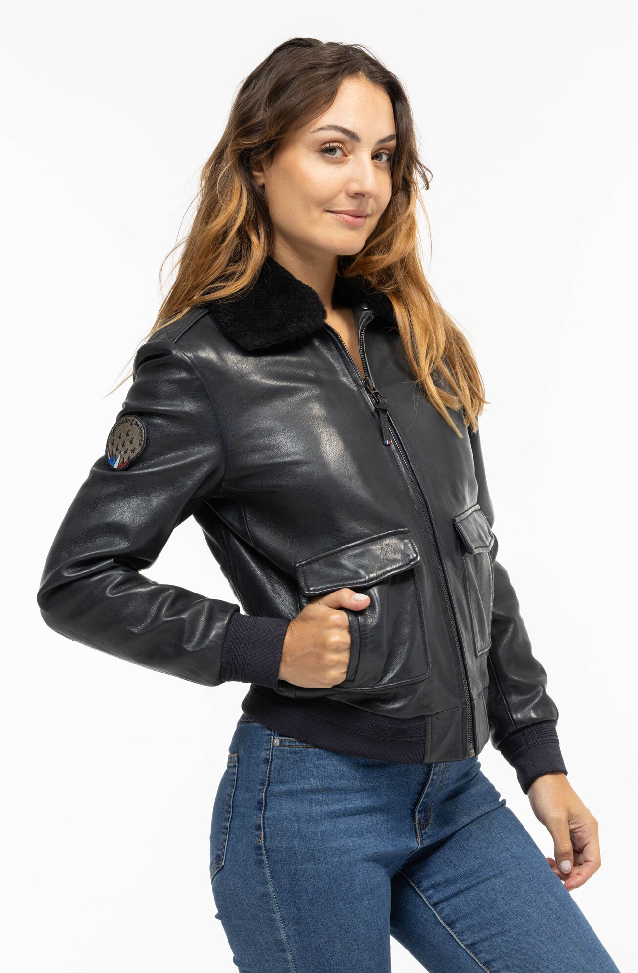 Vêtement en cuir Blousons cuir bleu