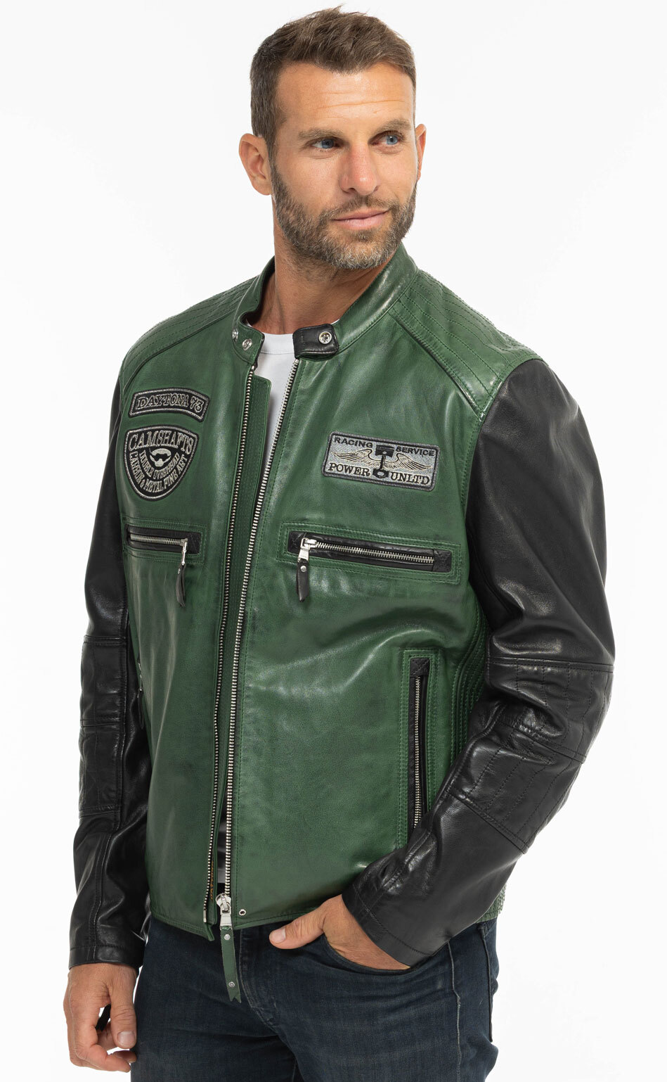 Vêtement en cuir Blousons cuir noir, vert