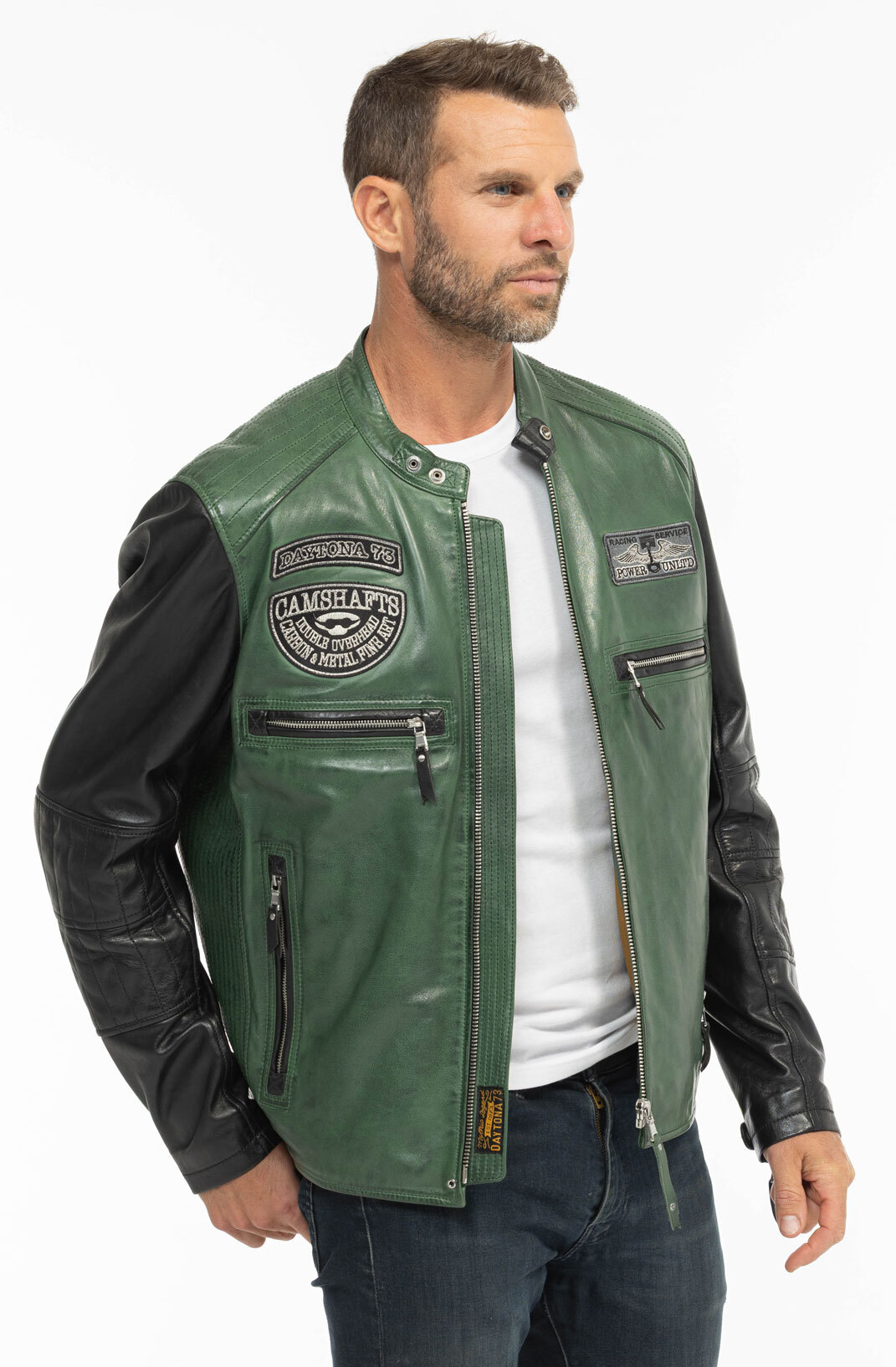 Vêtement en cuir Blousons cuir noir, vert