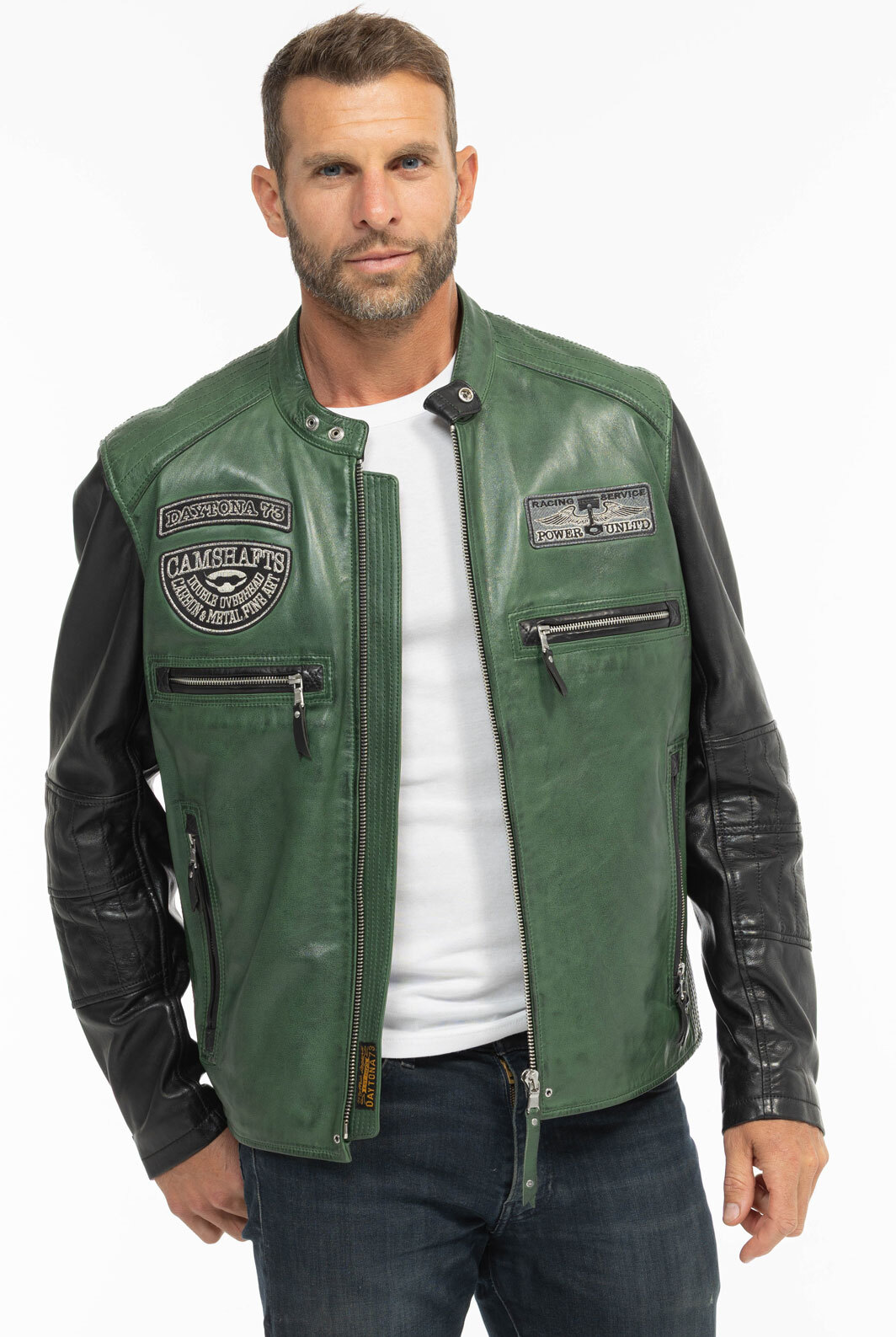 Vêtement en cuir Blousons cuir noir, vert