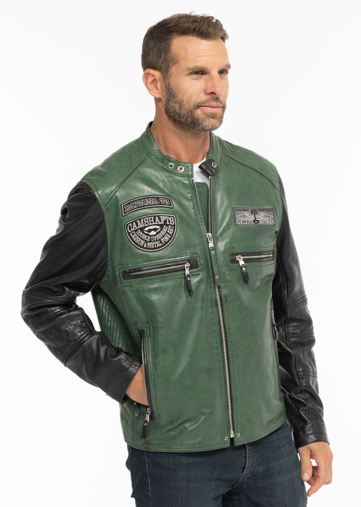 Vêtement en cuir Blousons cuir noir, vert