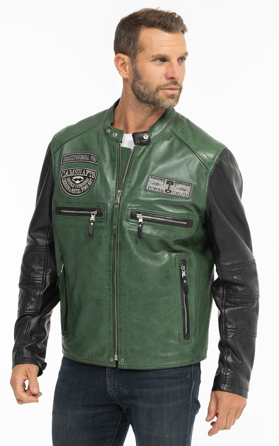 Vêtement en cuir Blousons cuir noir, vert