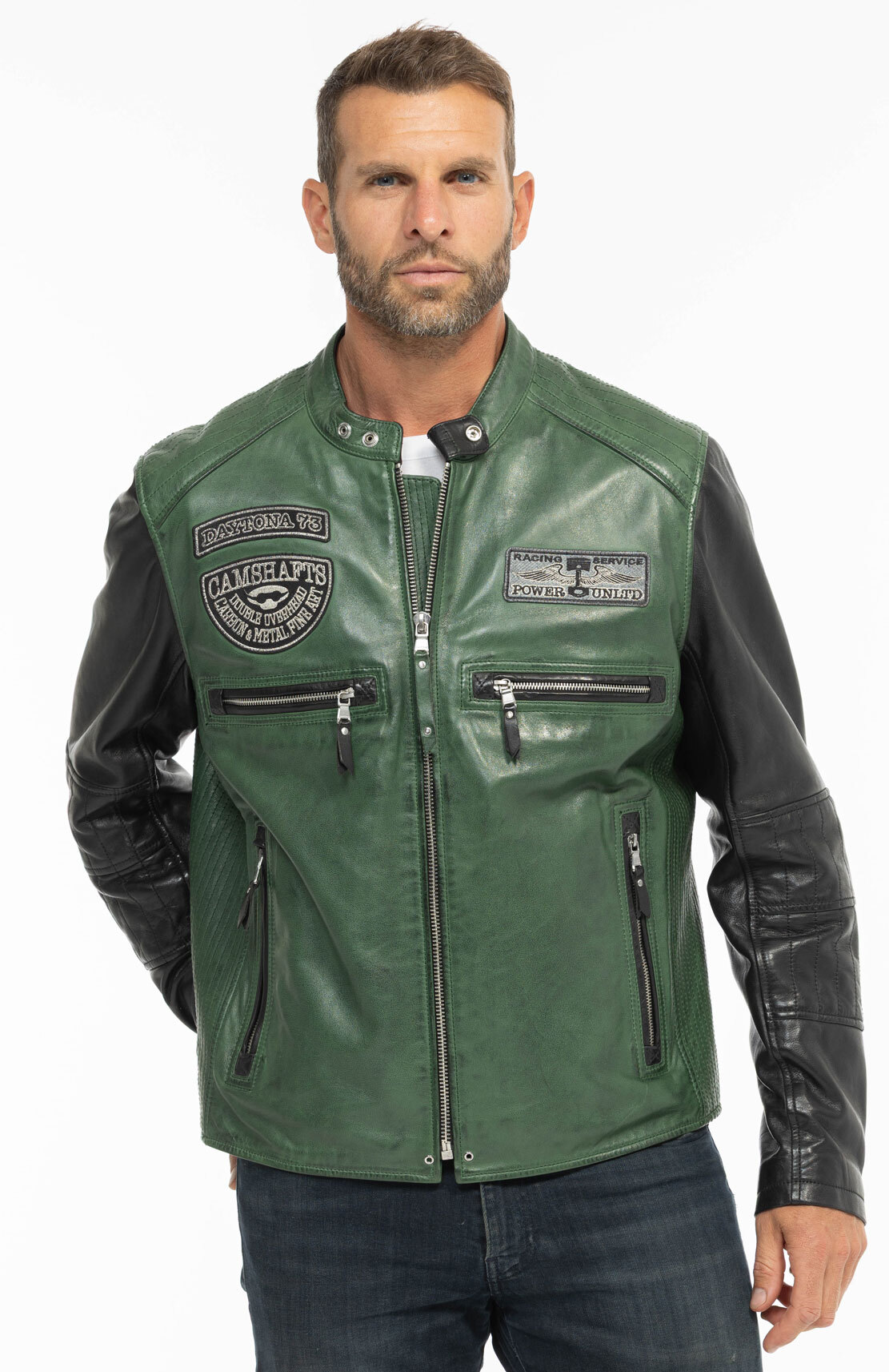 Vêtement en cuir Blousons cuir noir, vert