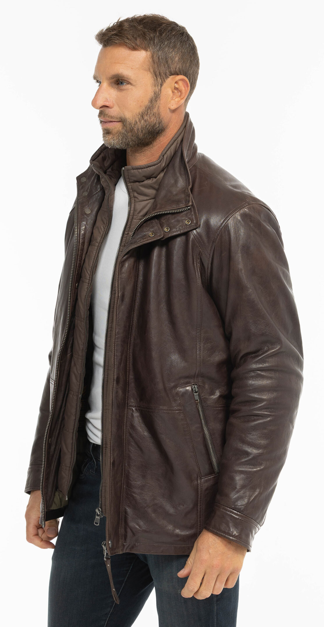 Vêtement en cuir Vestes & Trois Quart cuir marron