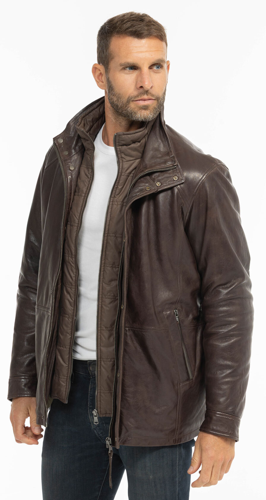 Vêtement en cuir Vestes & Trois Quart cuir marron