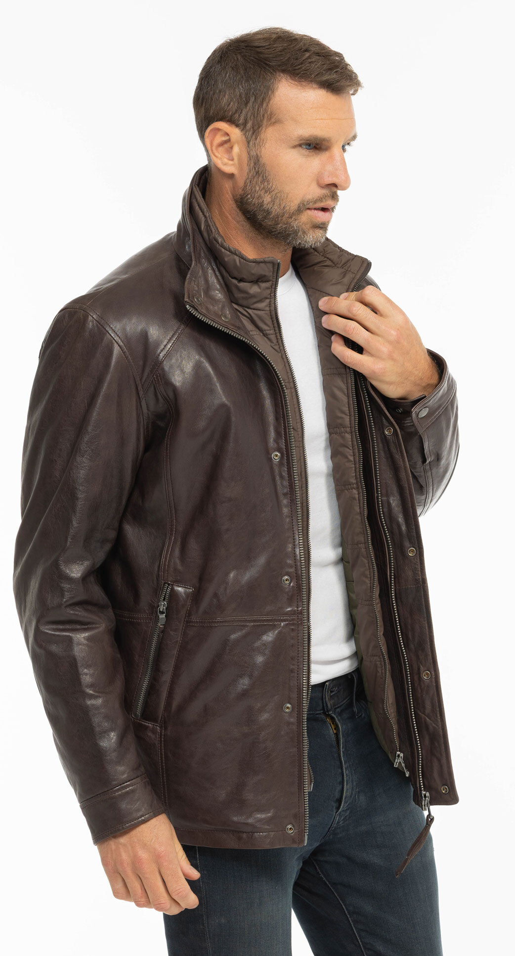 Vêtement en cuir Vestes & Trois Quart cuir marron