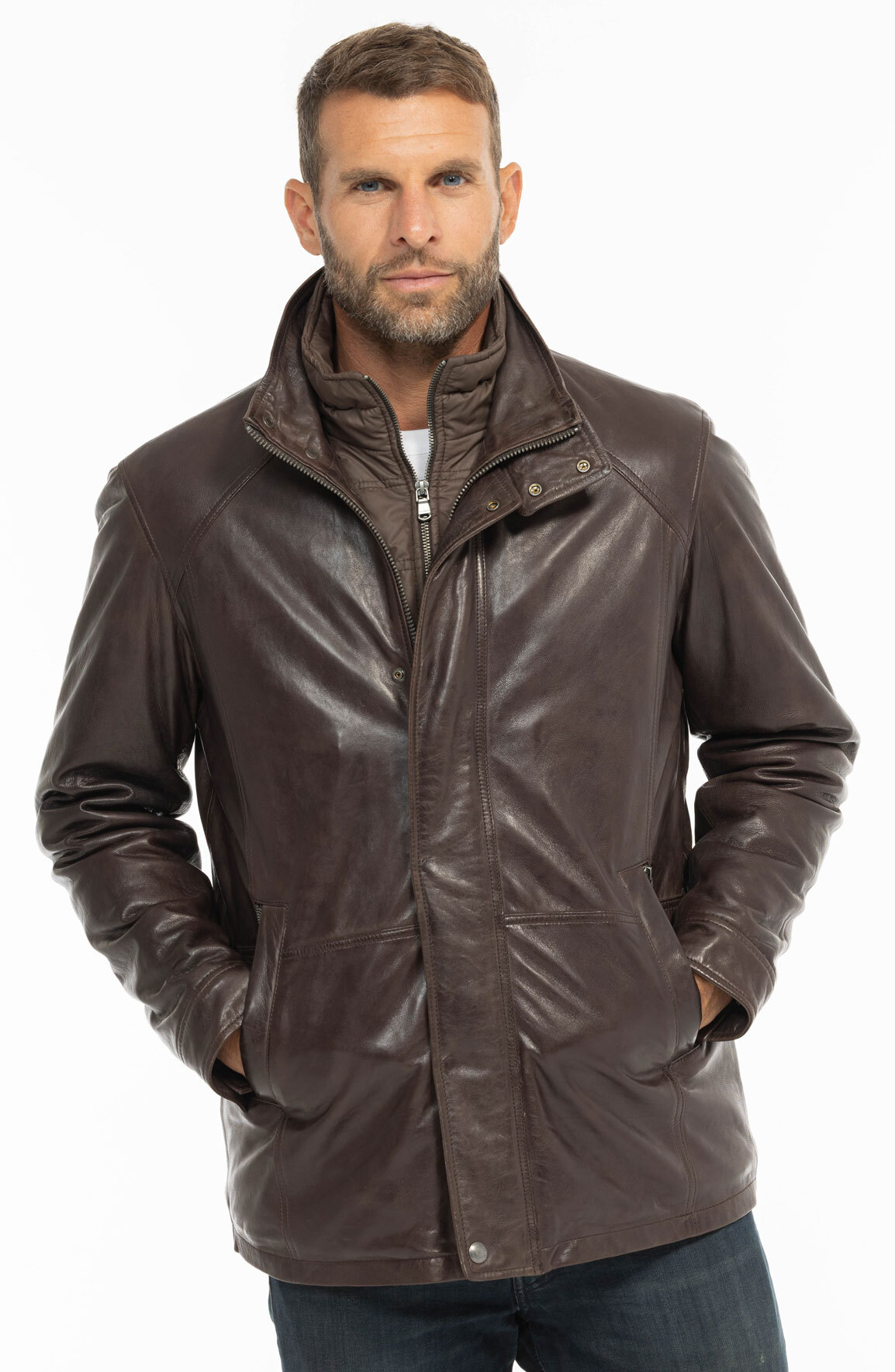 Vêtement en cuir Vestes & Trois Quart cuir marron