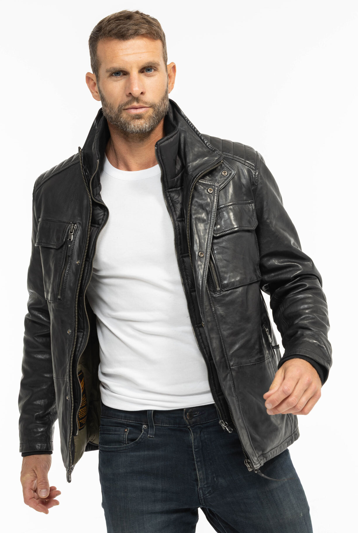 Vêtement en cuir Vestes & Trois Quart cuir noir