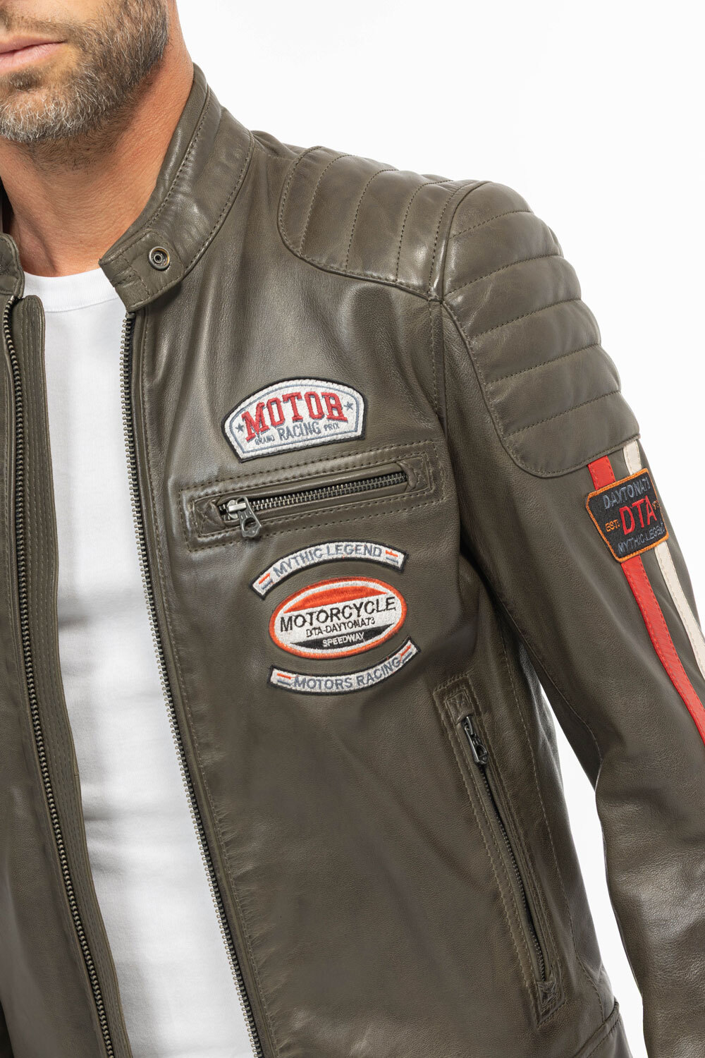 Vêtement en cuir Blousons cuir kaki