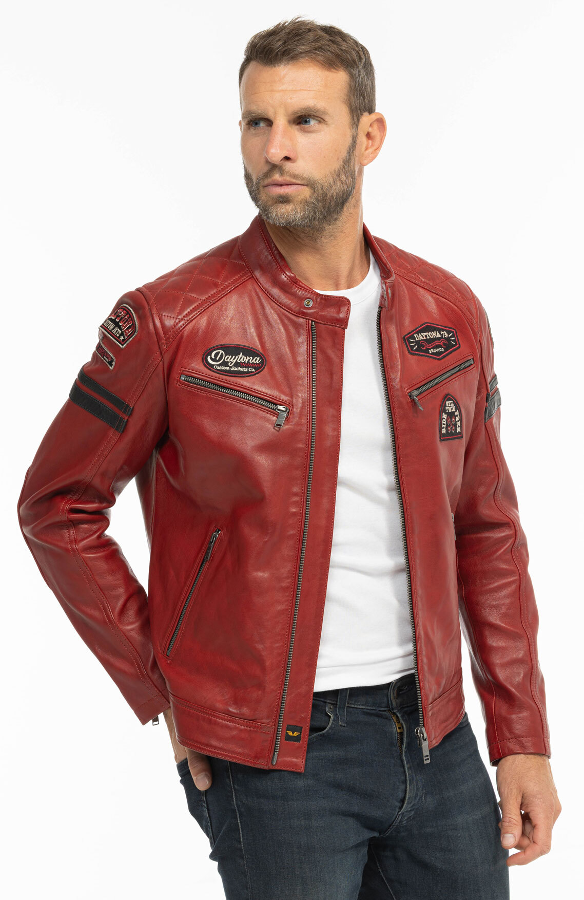 Vêtement en cuir Blousons cuir rouge