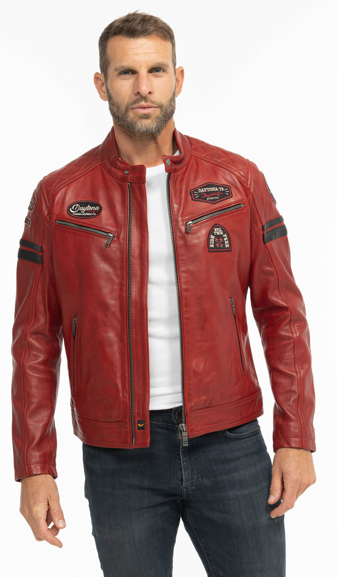 Vêtement en cuir Blousons cuir rouge