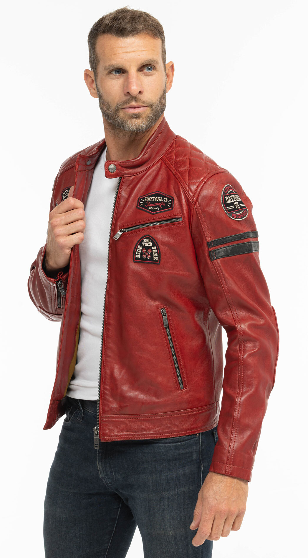 Vêtement en cuir Blousons cuir rouge