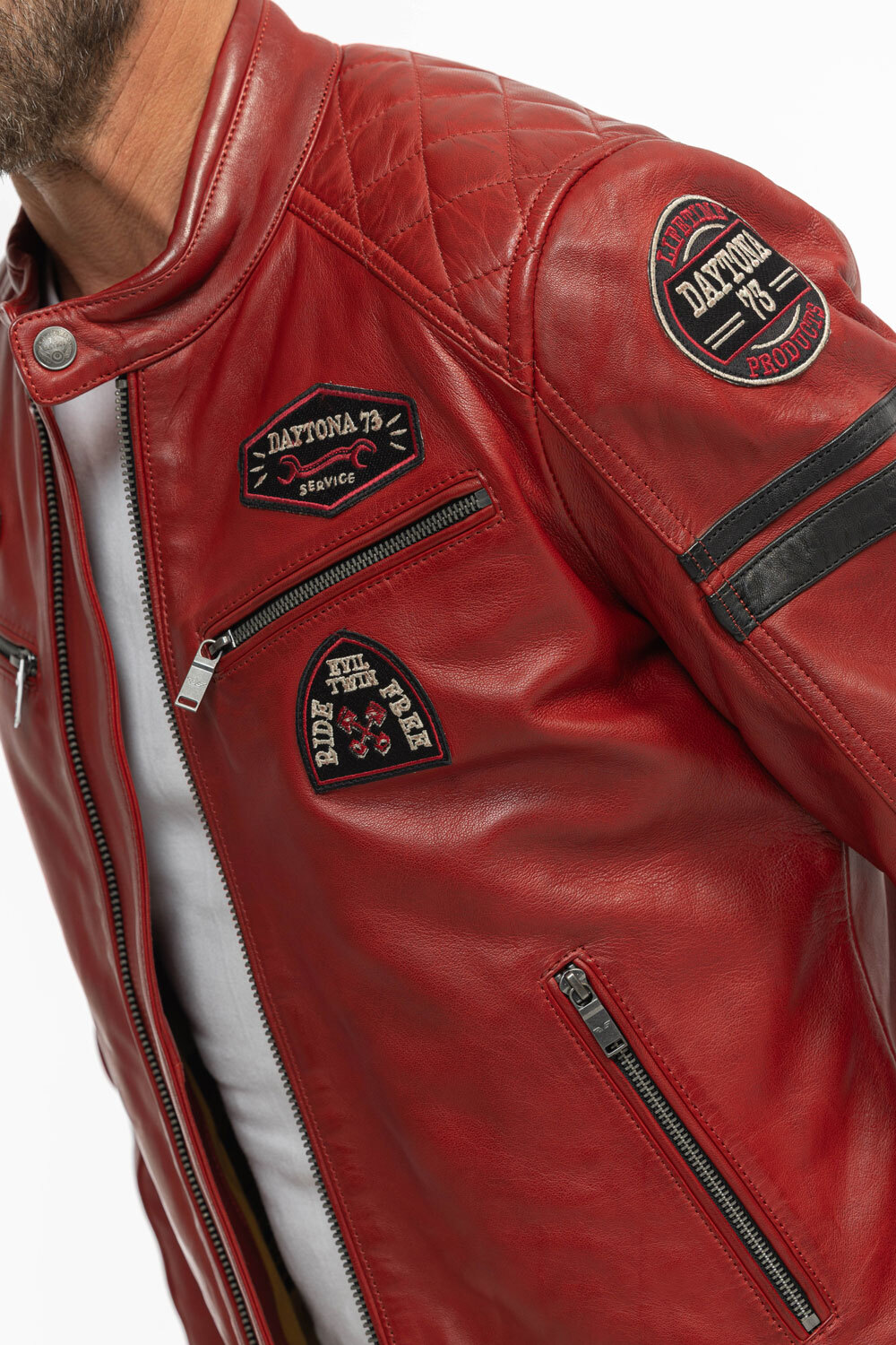 Vêtement en cuir Blousons cuir rouge