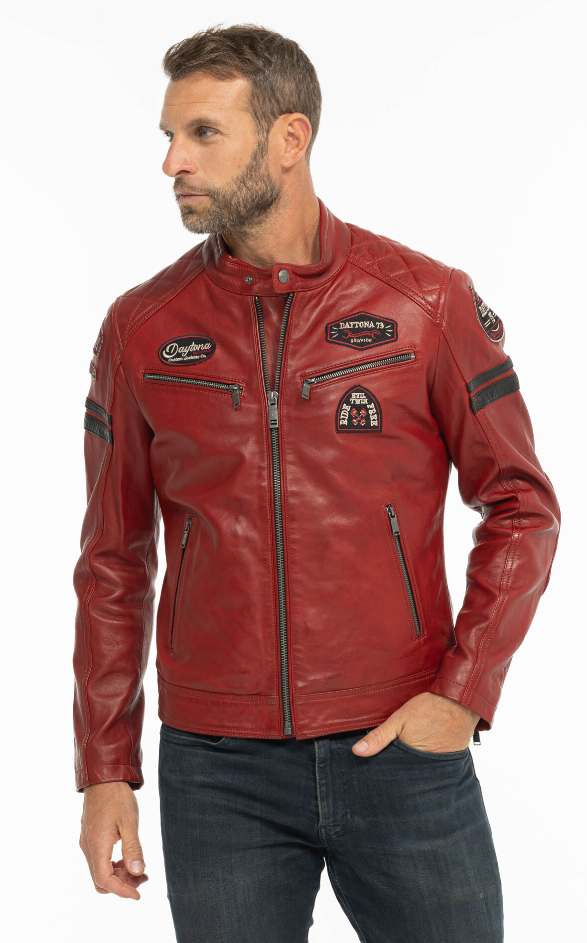 Vêtement en cuir Blousons cuir rouge