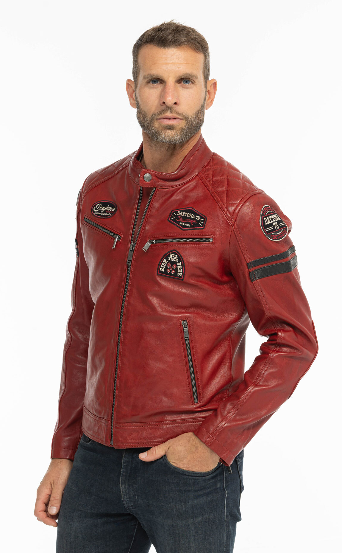 Vêtement en cuir Blousons cuir rouge