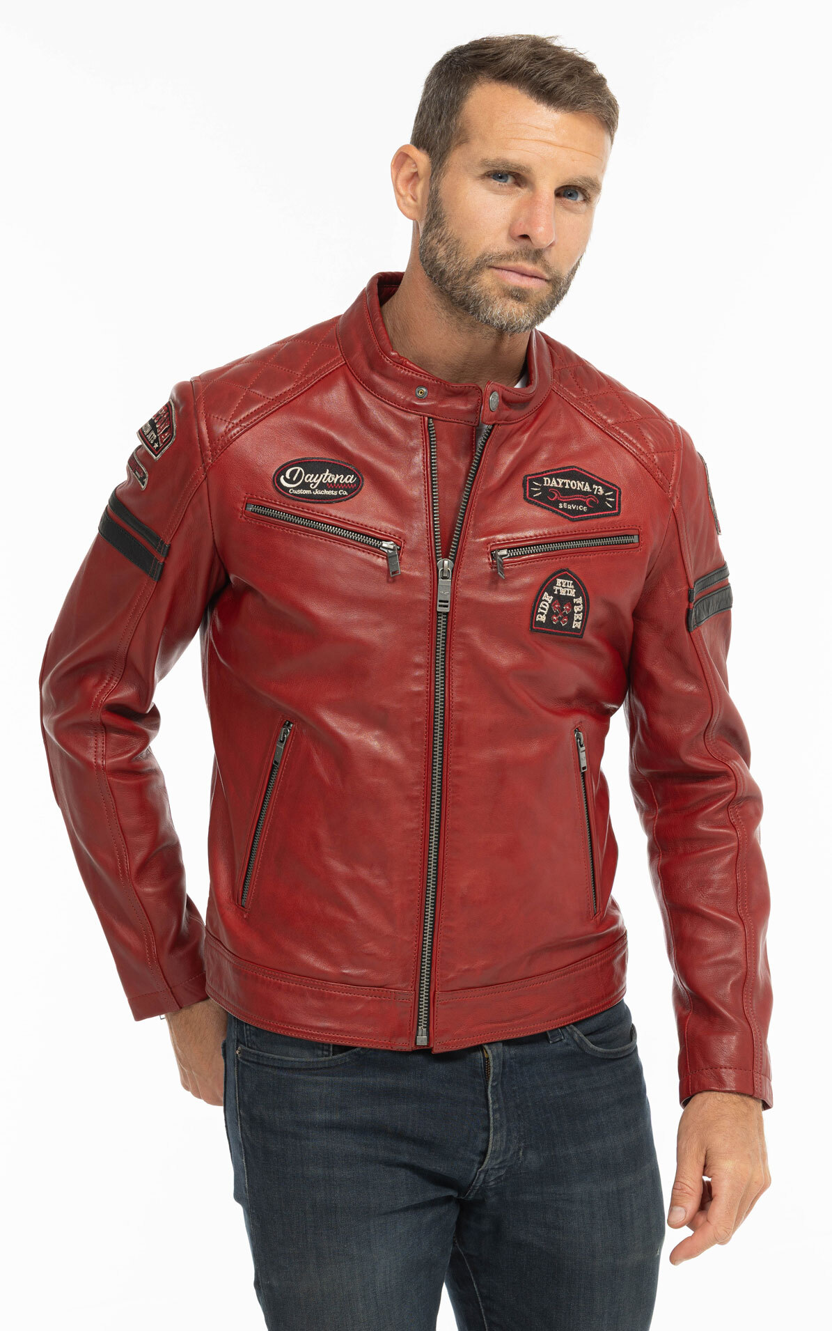 Vêtement en cuir Blousons cuir rouge