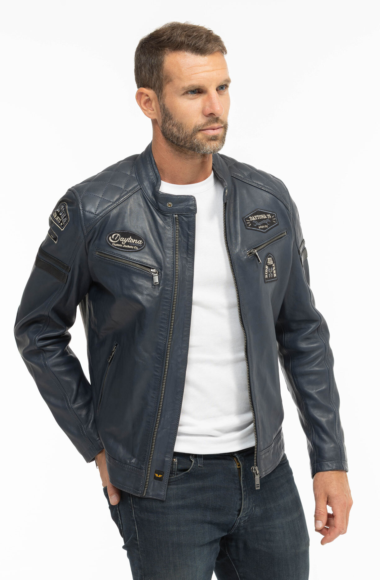 Vêtement en cuir Blousons cuir bleu