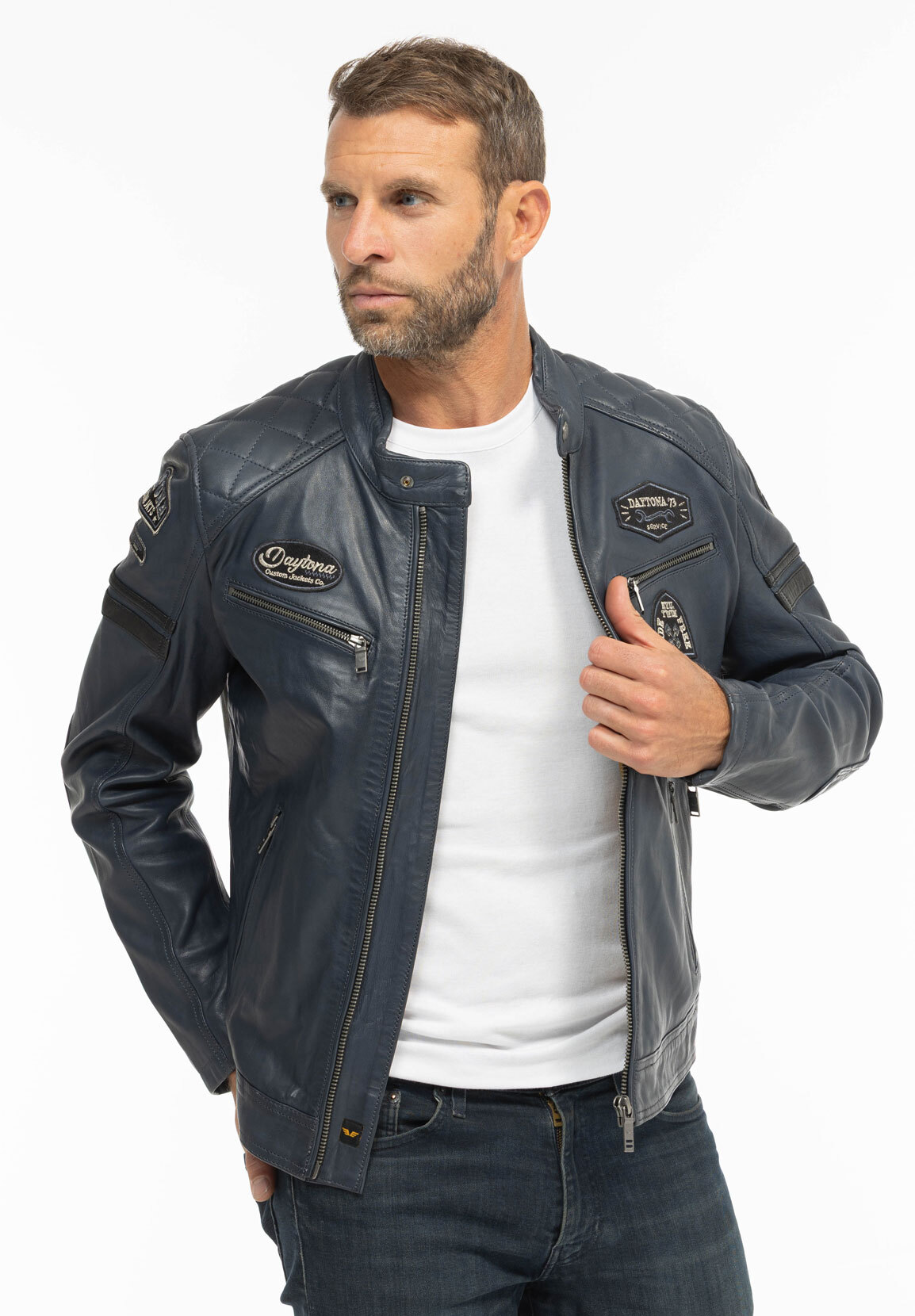 Vêtement en cuir Blousons cuir bleu