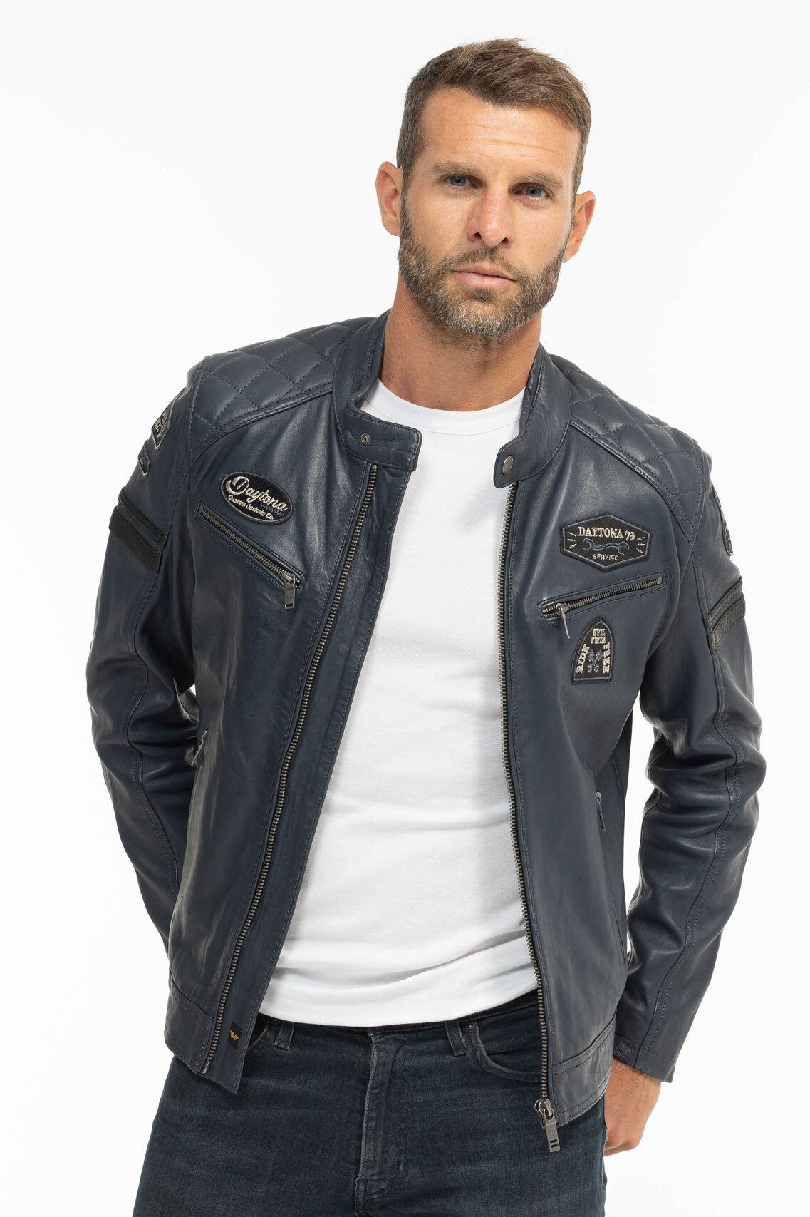 Vêtement en cuir Blousons cuir bleu