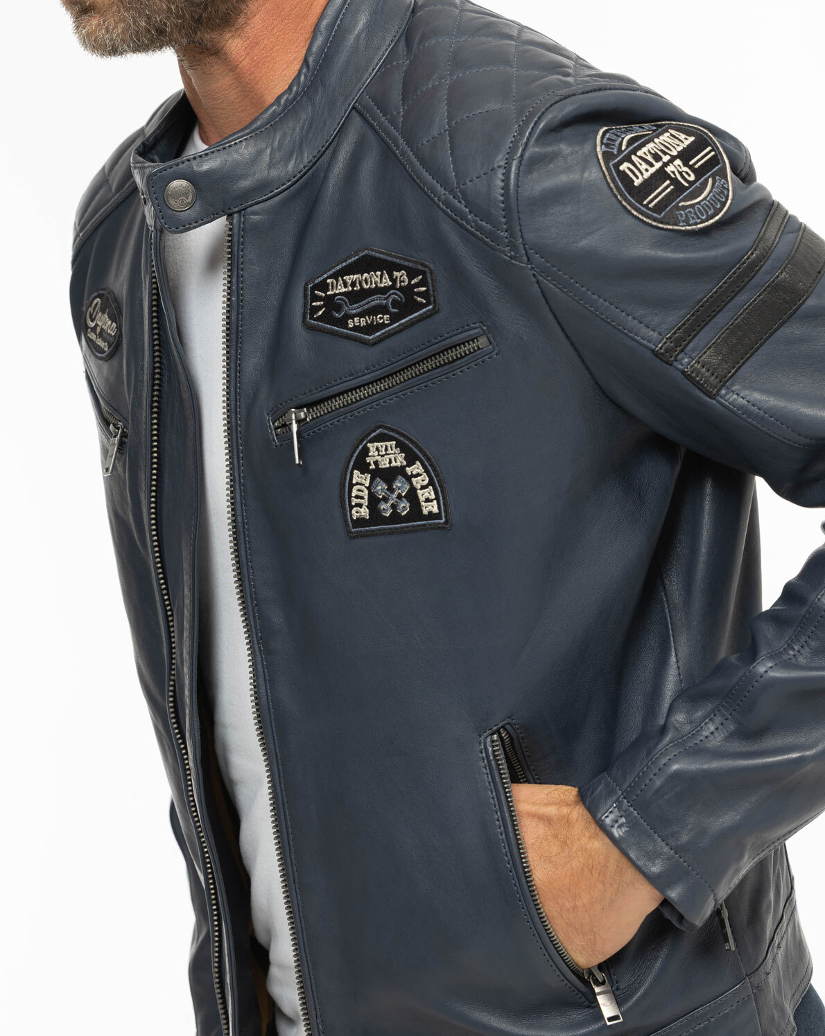 Vêtement en cuir Blousons cuir bleu