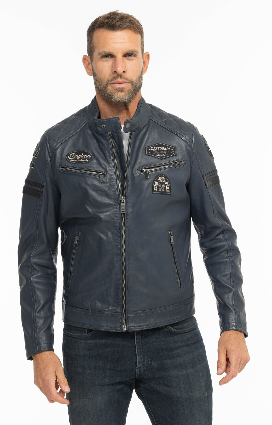 Vêtement en cuir Blousons cuir bleu