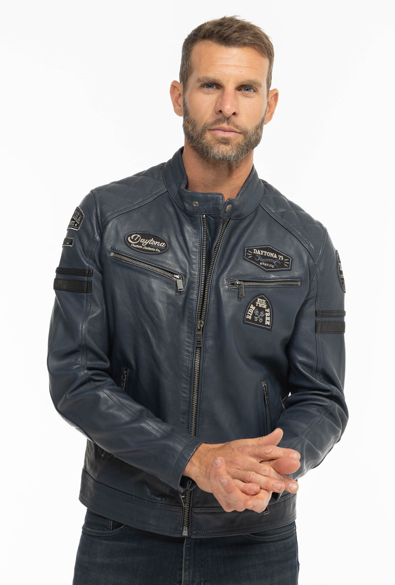 Vêtement en cuir Blousons cuir bleu