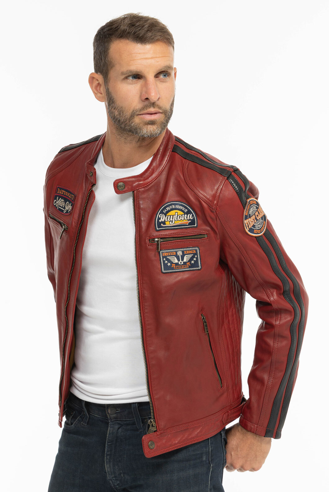 Vêtement en cuir Blousons cuir rouge