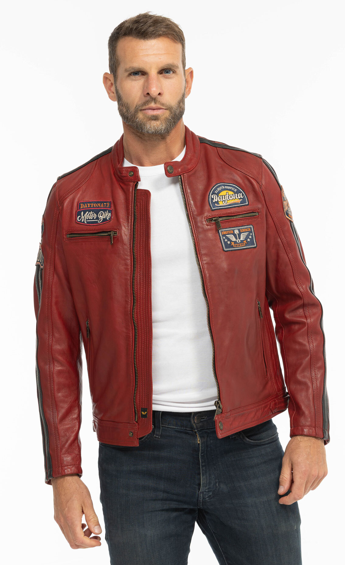 Vêtement en cuir Blousons cuir rouge