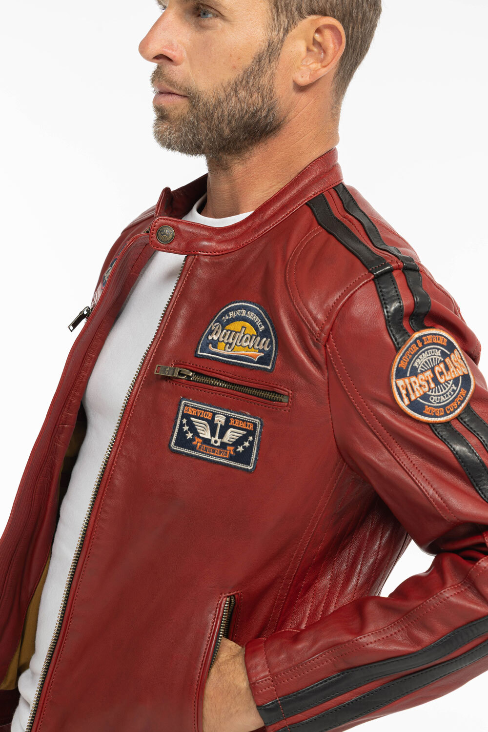 Vêtement en cuir Blousons cuir rouge