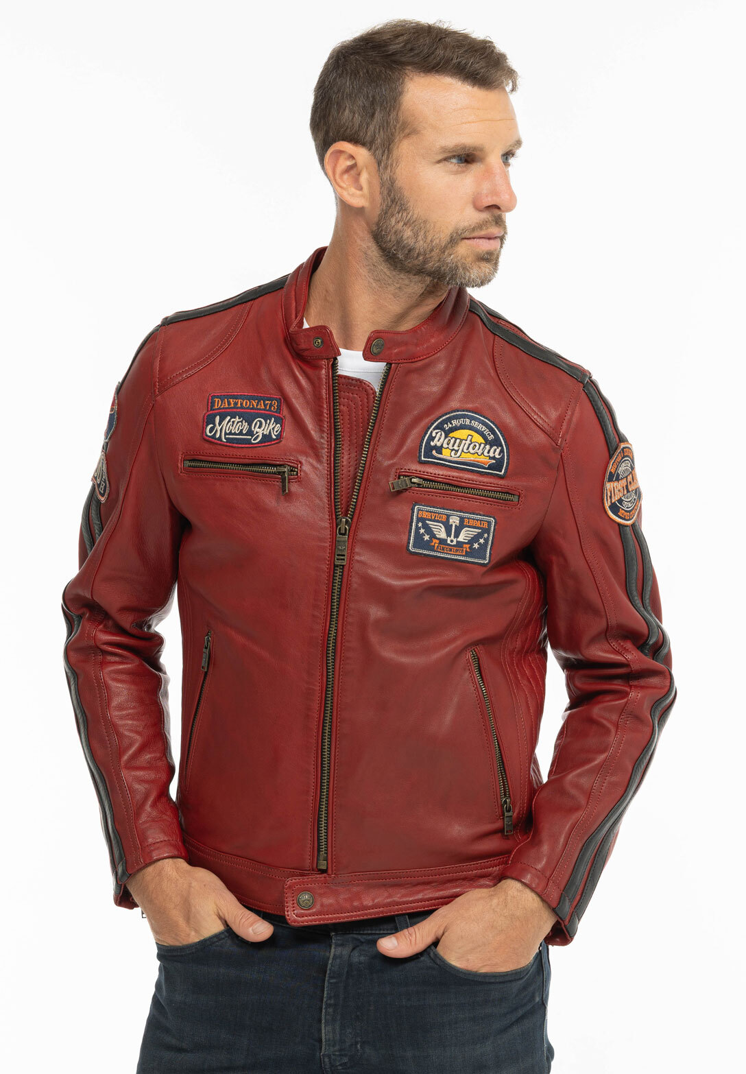 Vêtement en cuir Blousons cuir rouge