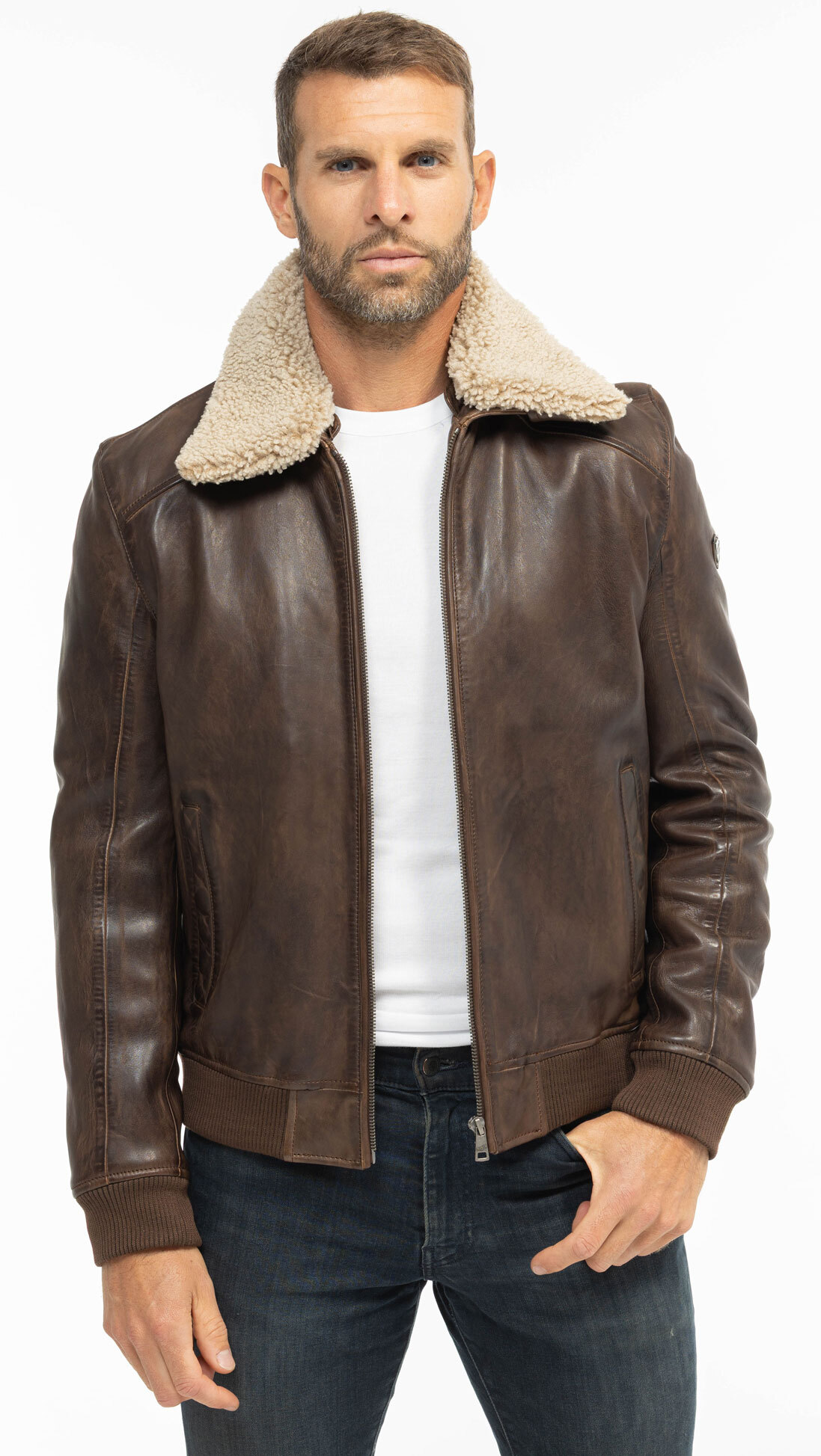 Vêtement en cuir Blousons cuir marron