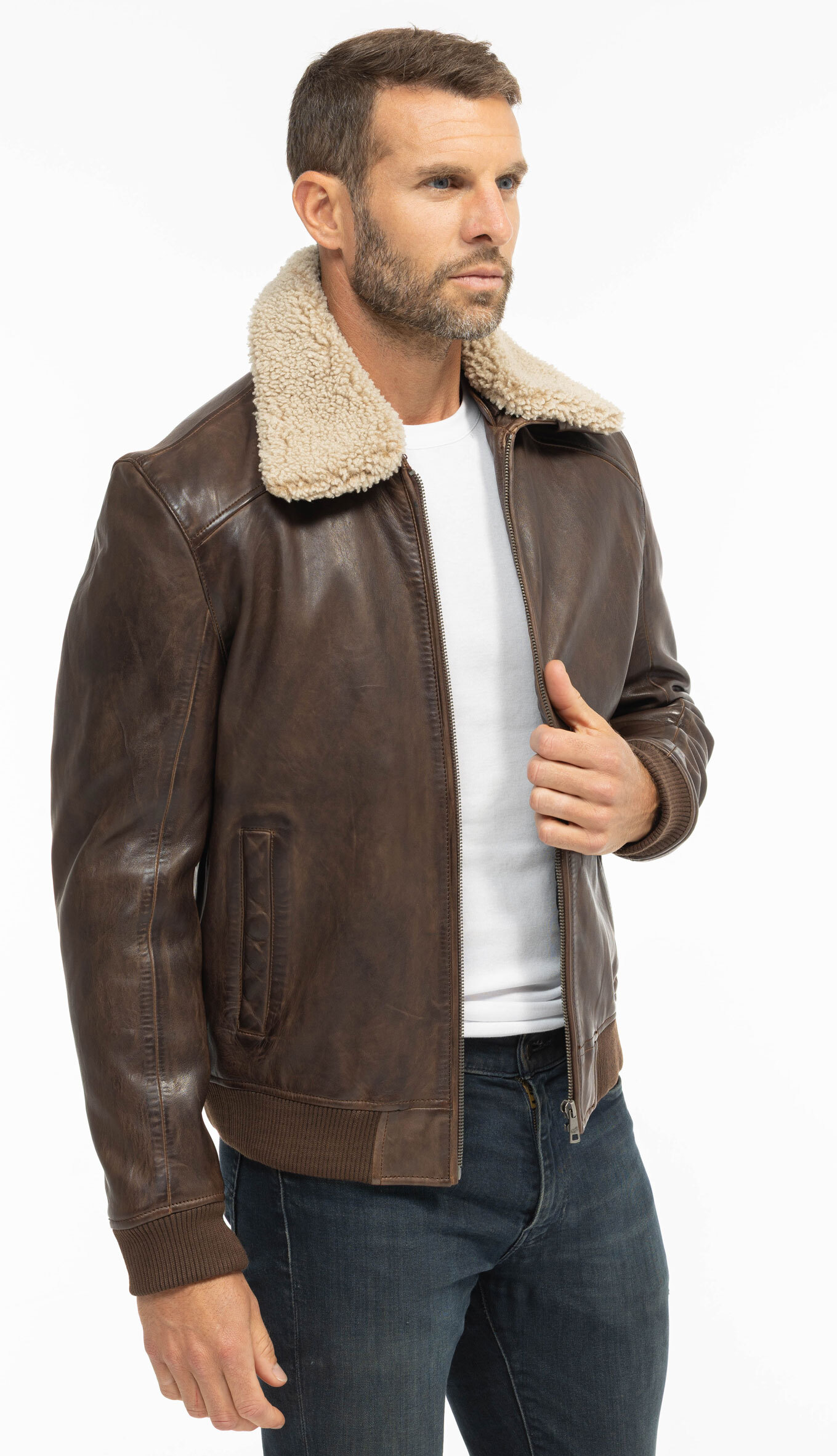 Vêtement en cuir Blousons cuir marron