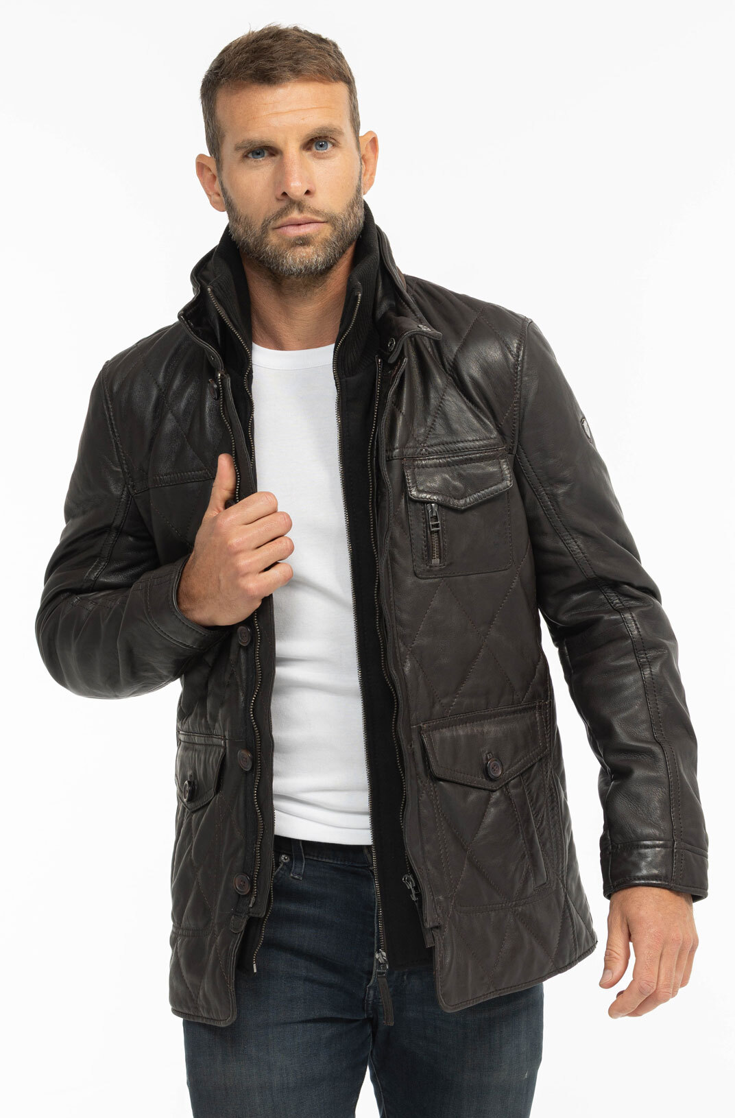 Vêtement en cuir Vestes & Trois Quart cuir marron