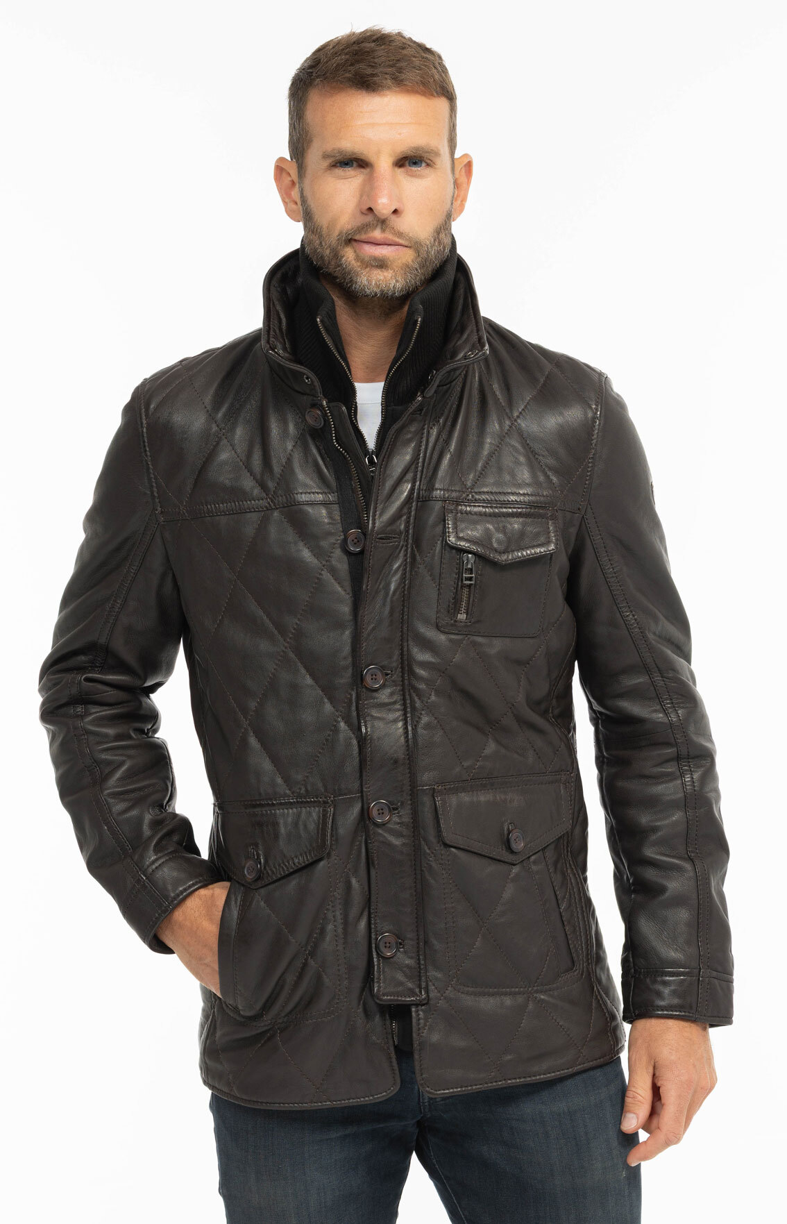 Vêtement en cuir Vestes & Trois Quart cuir marron