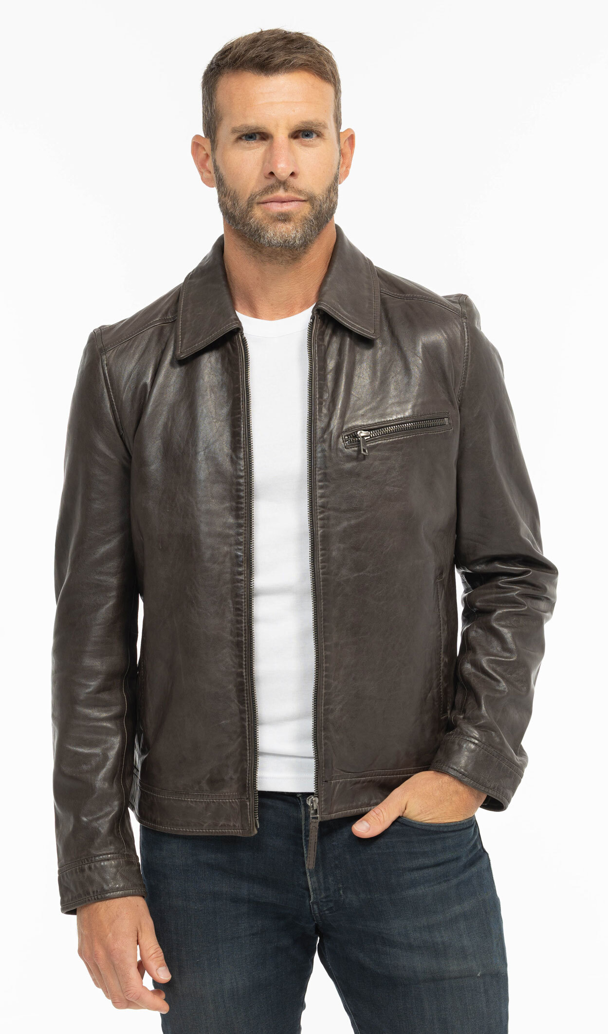 Vêtement en cuir Vestes & Trois Quart cuir gris