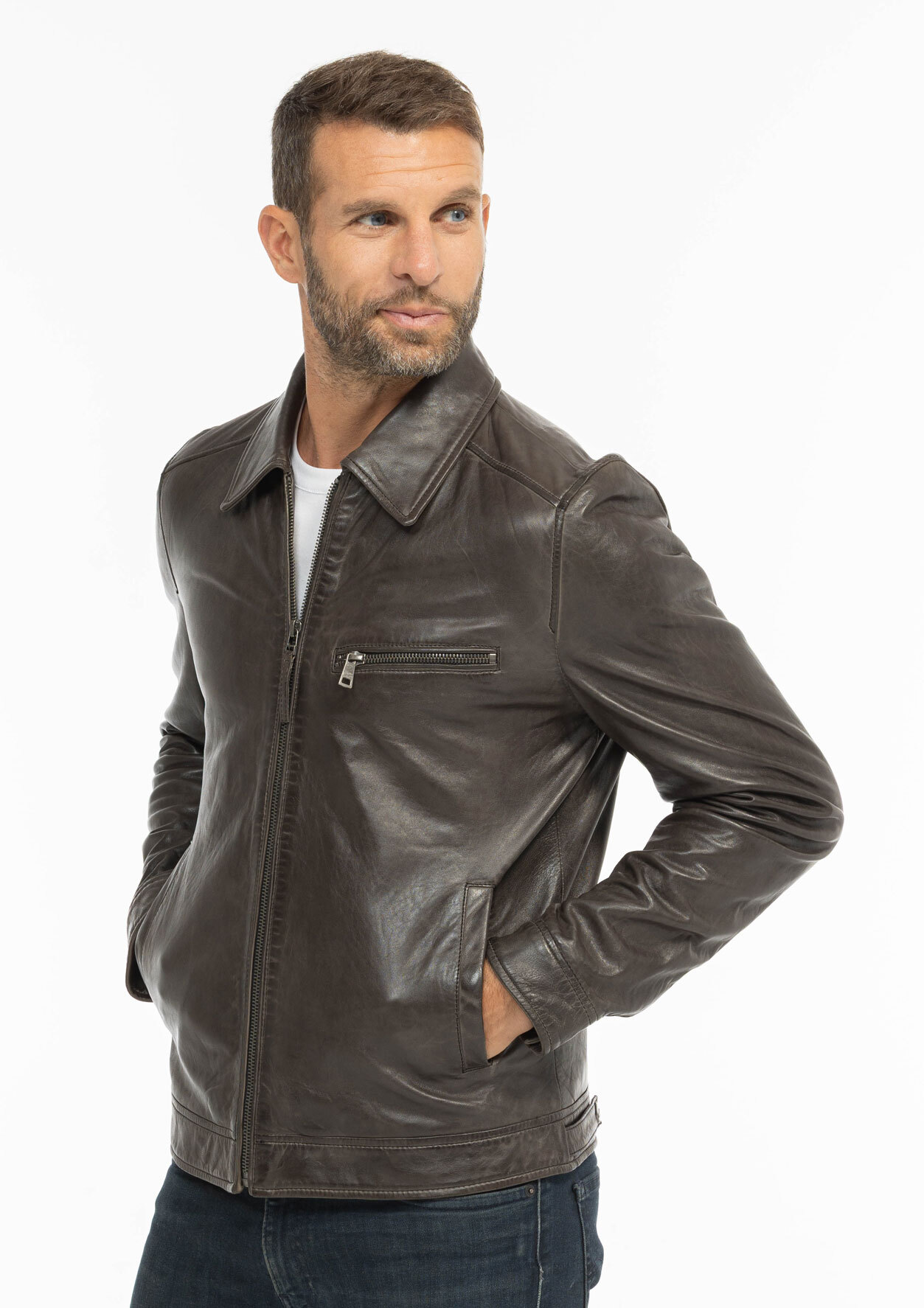 Vêtement en cuir Vestes & Trois Quart cuir gris