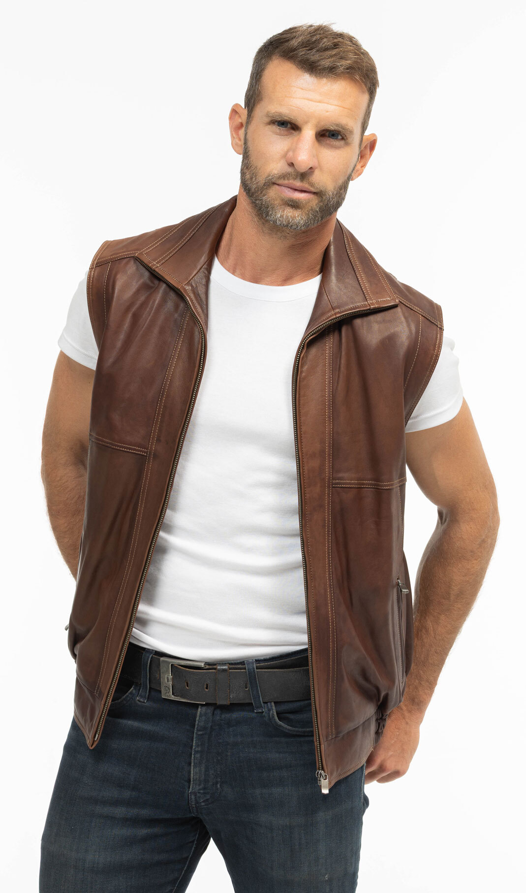 Vêtement en cuir Gilets Cuir  marron